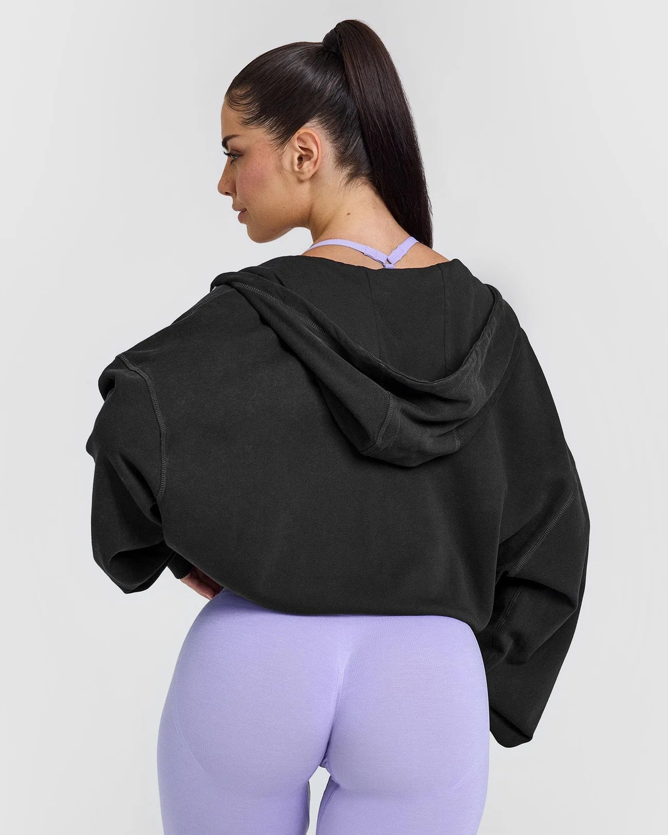 Raw Lounge Oversized Zip Through Hoodie with Graphic - Washed Black
