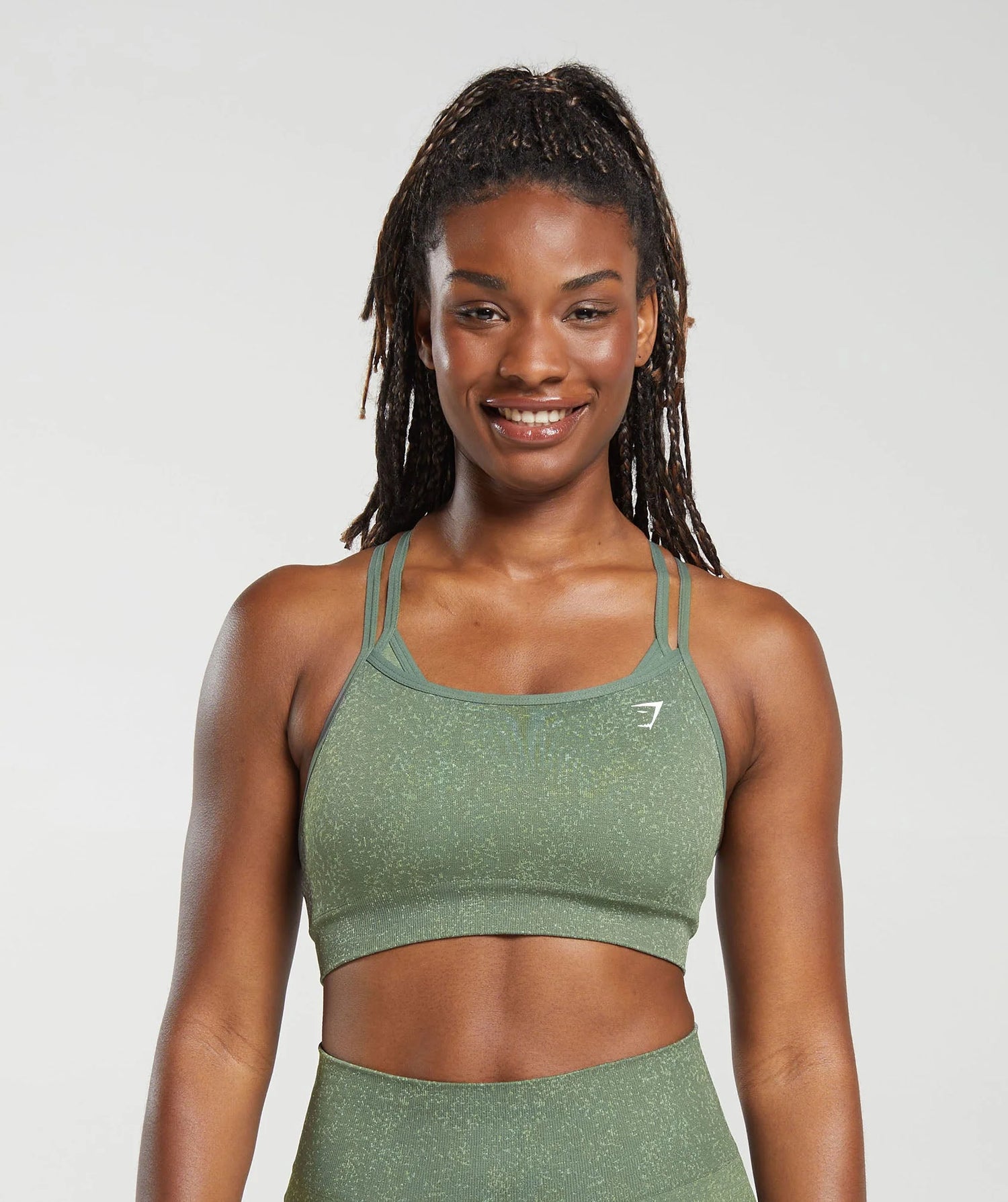 Adapt Fleck Seamless Sports Bra - Dusk Green/Light Sage Green