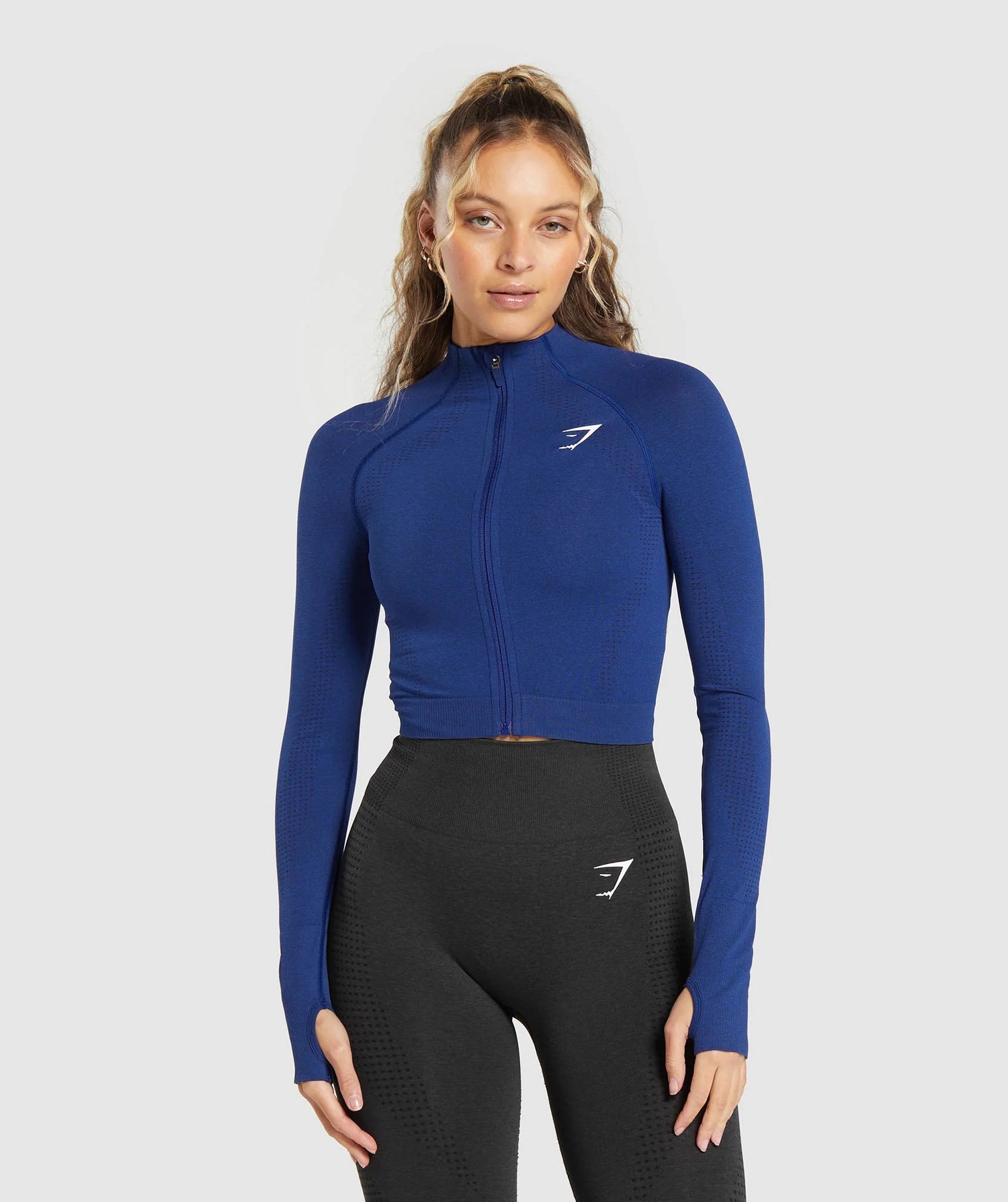 Vital Seamless 2.0 Midi Zip Up Jacket - Stellar Blue Marl