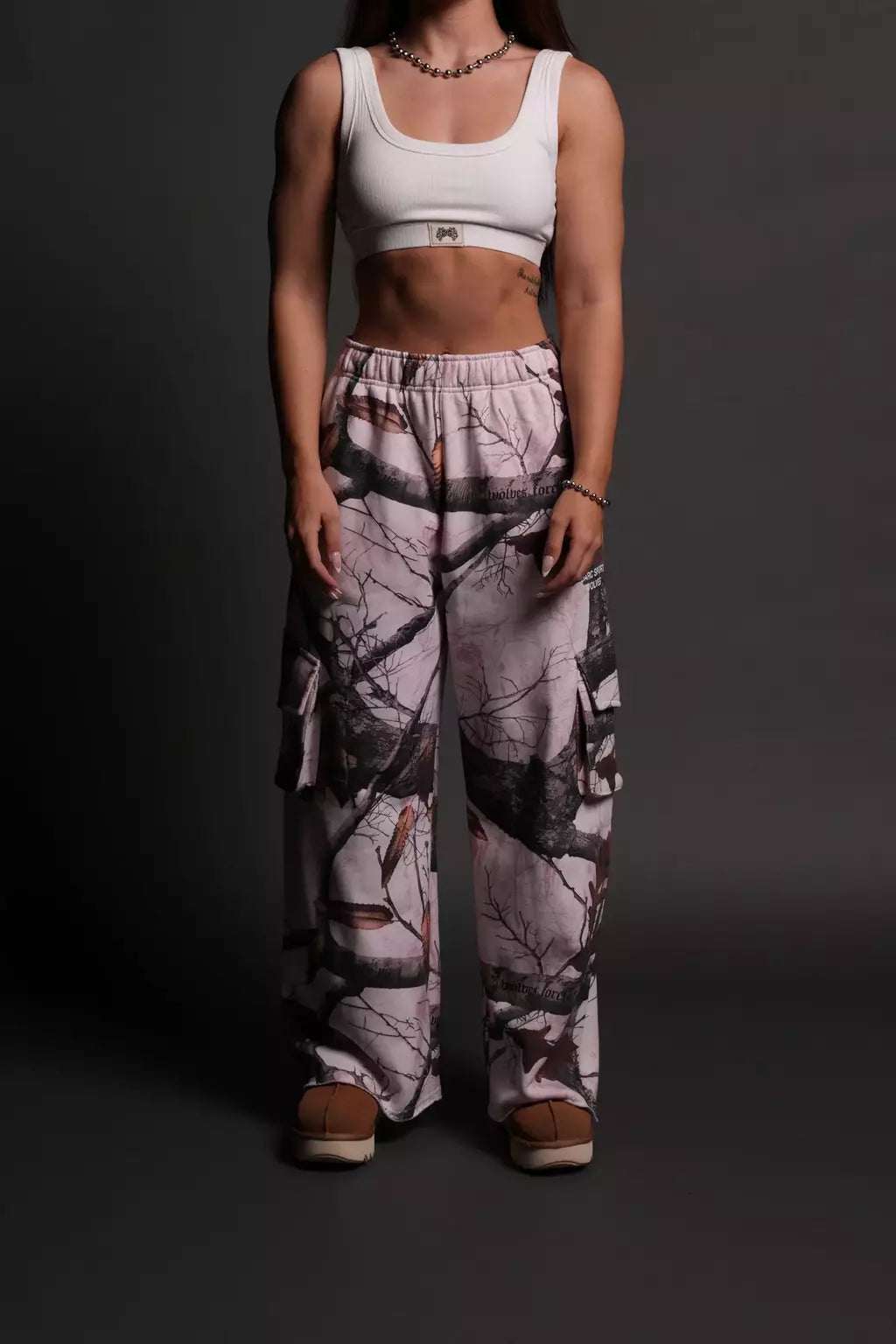Darc Sport Wolves Durst Cargo Sweats - Baby Pink Woodland Camo