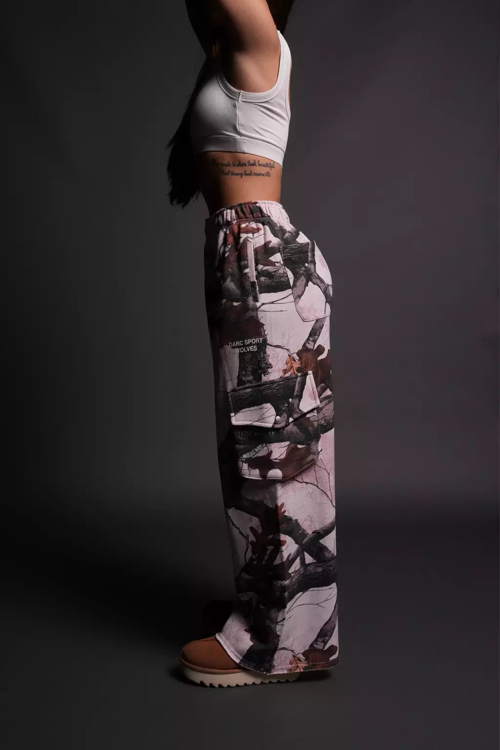 Darc Sport Wolves Durst Cargo Sweats - Baby Pink Woodland Camo
