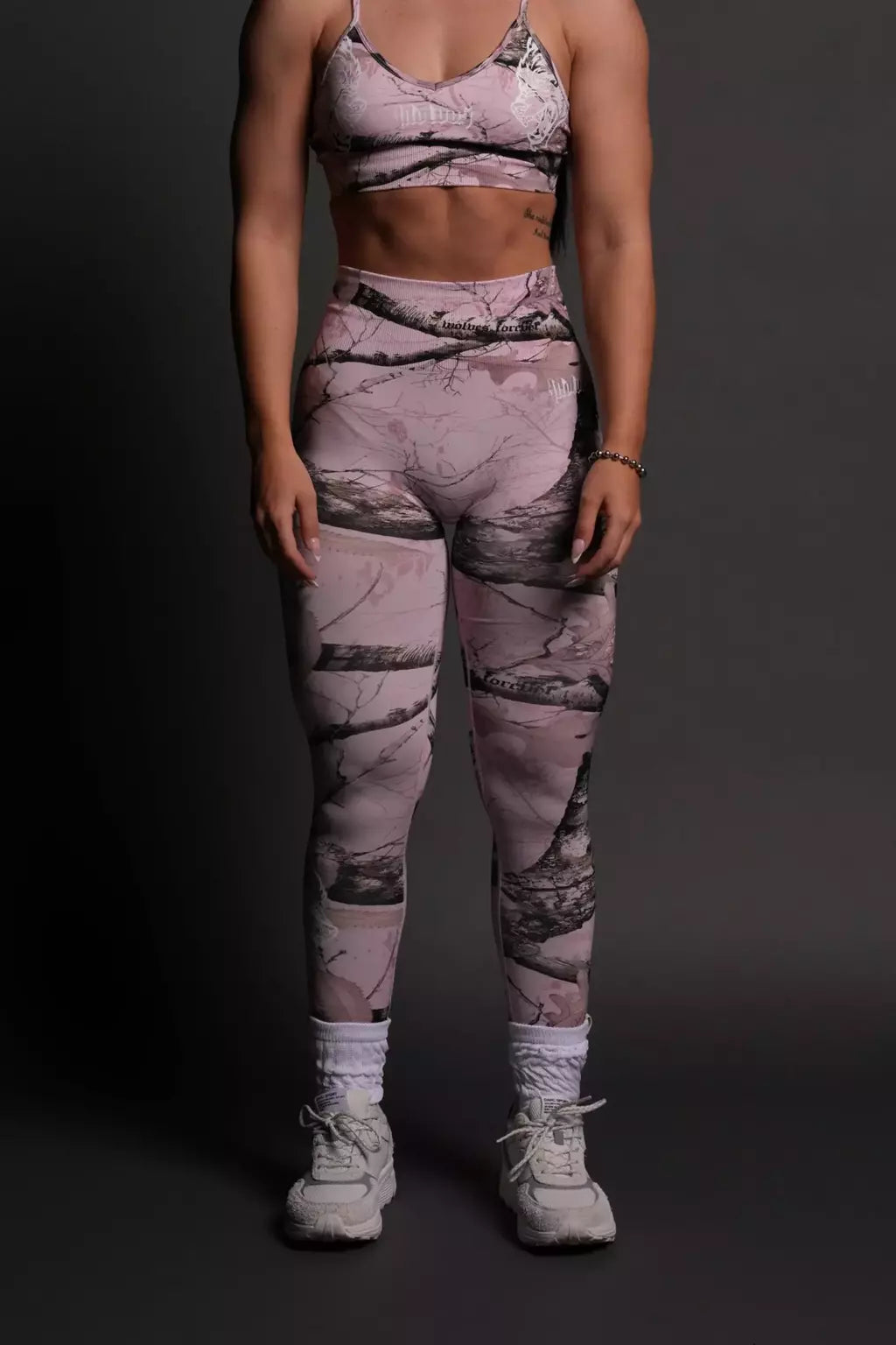 Our Passion "Everson Seamless" Scrunch Leggings - Baby Pink Woodland Camo