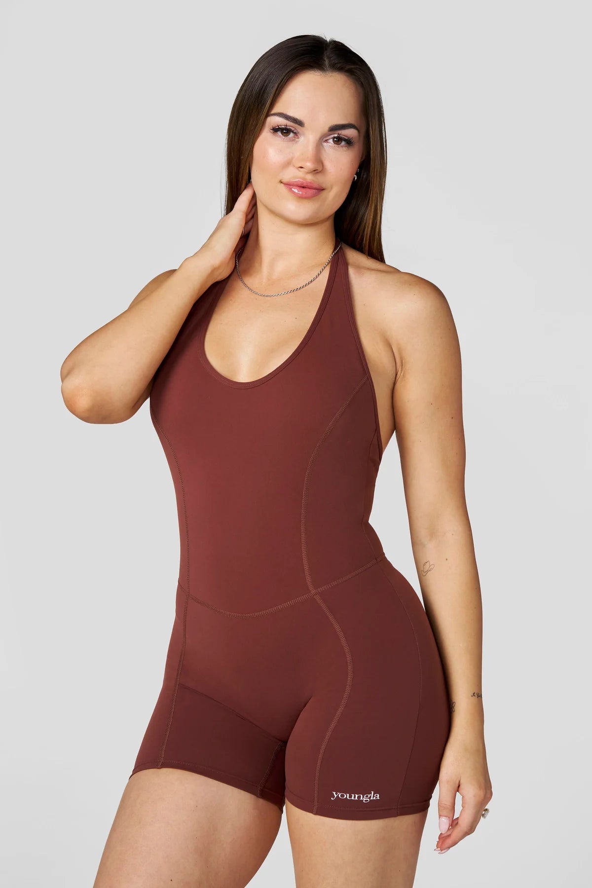 W7004 Amore Scrunch Romper - Brown