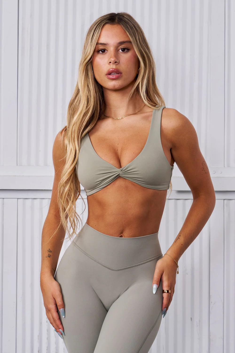 W361 Amore Knot Bra - Smoky Green