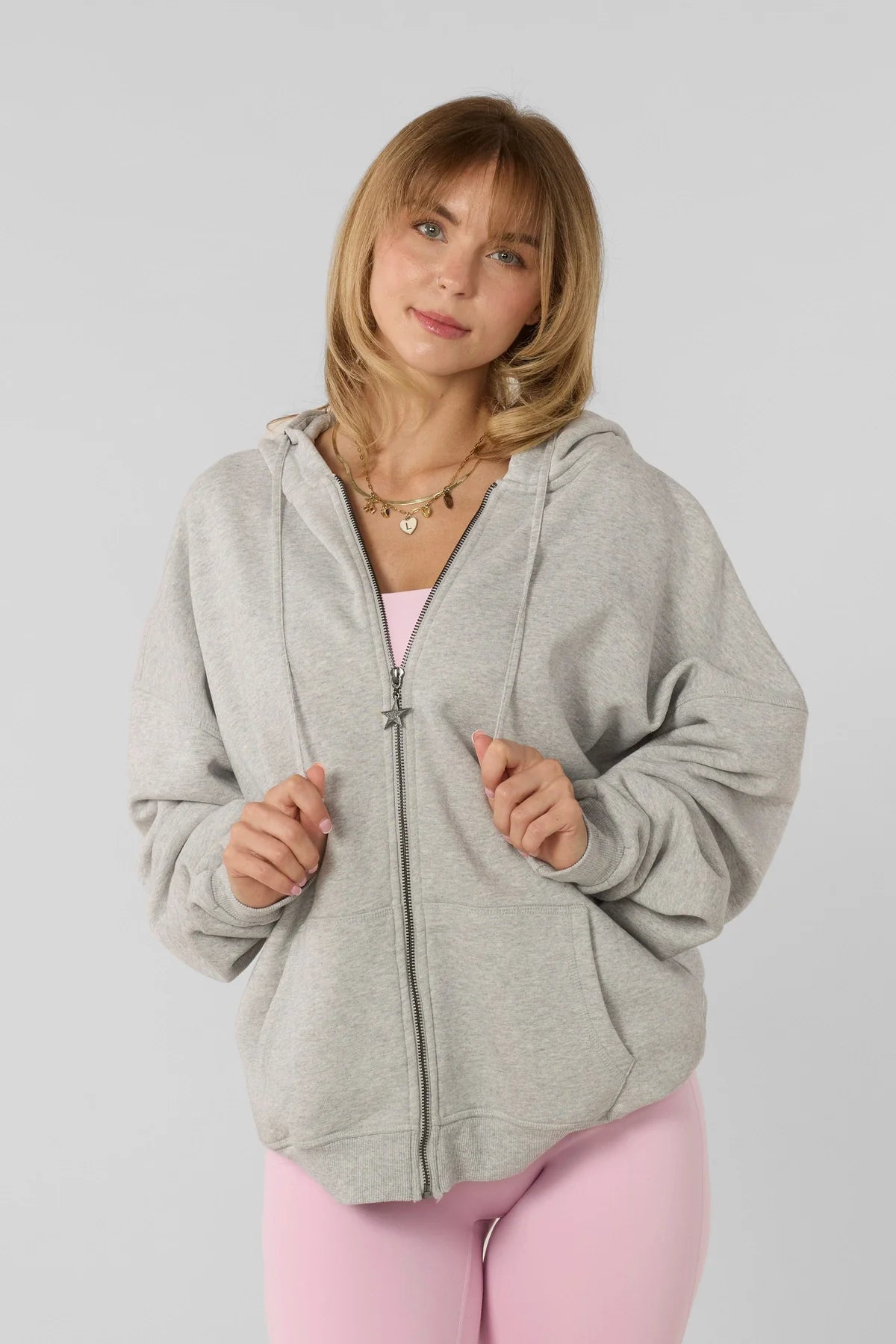 W533 Flashback Zip Hoodie - Heather Grey