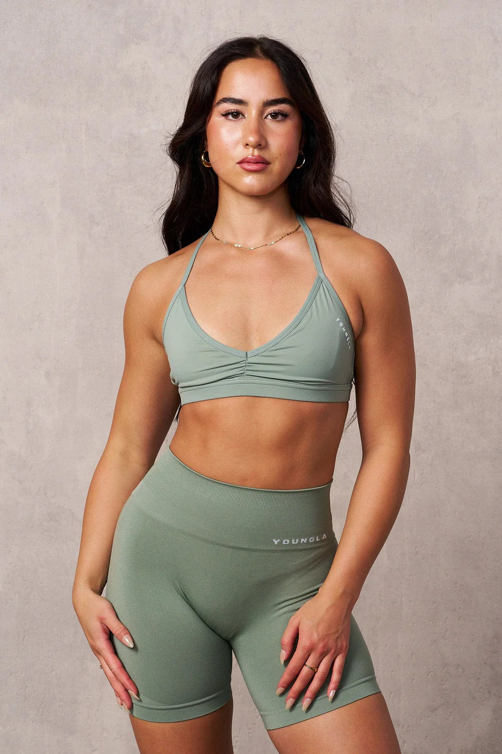 W335 Urban V-neck bra - Sage Green