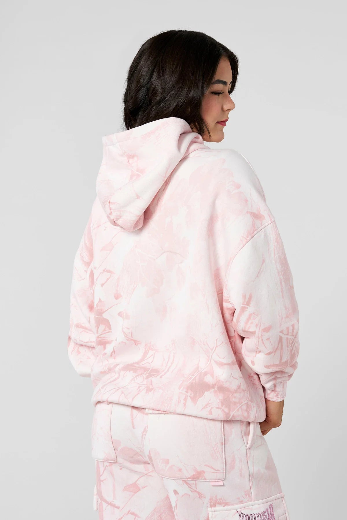 W5168 - Camo Bling Hoodie - Pink Barbed Wire Camo