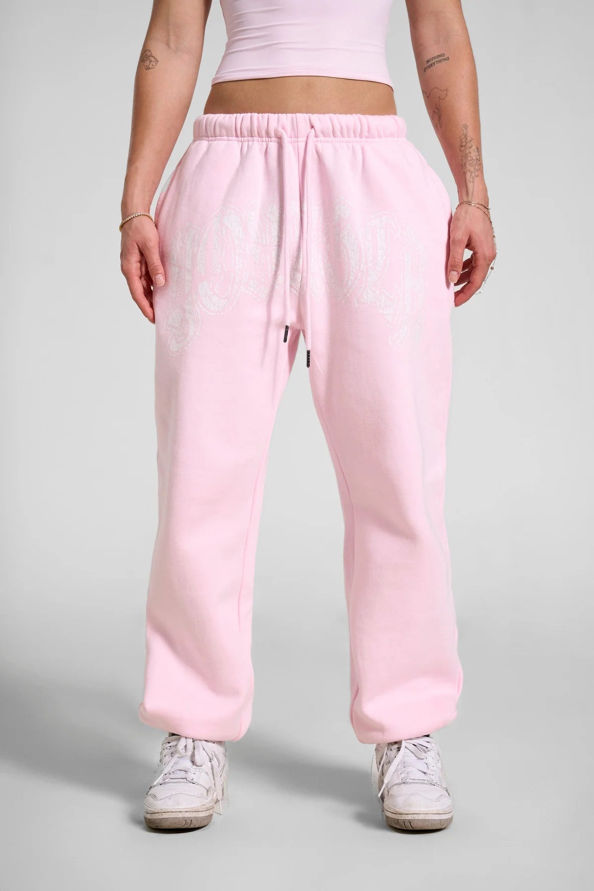 W257 My eyes are up here Jogger - Pink