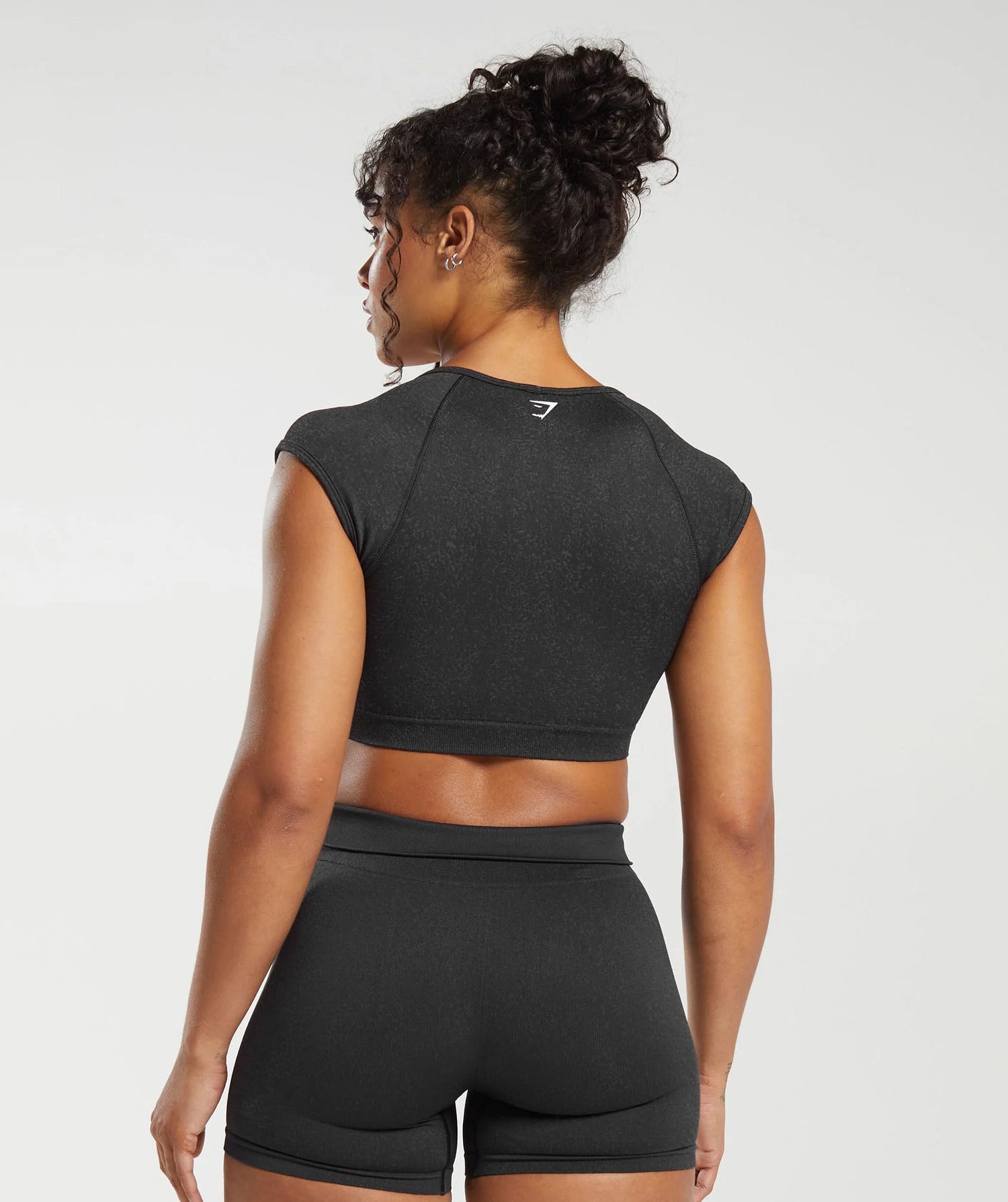 Adapt Fleck Seamless Crop Top - Black/Smokey Grey