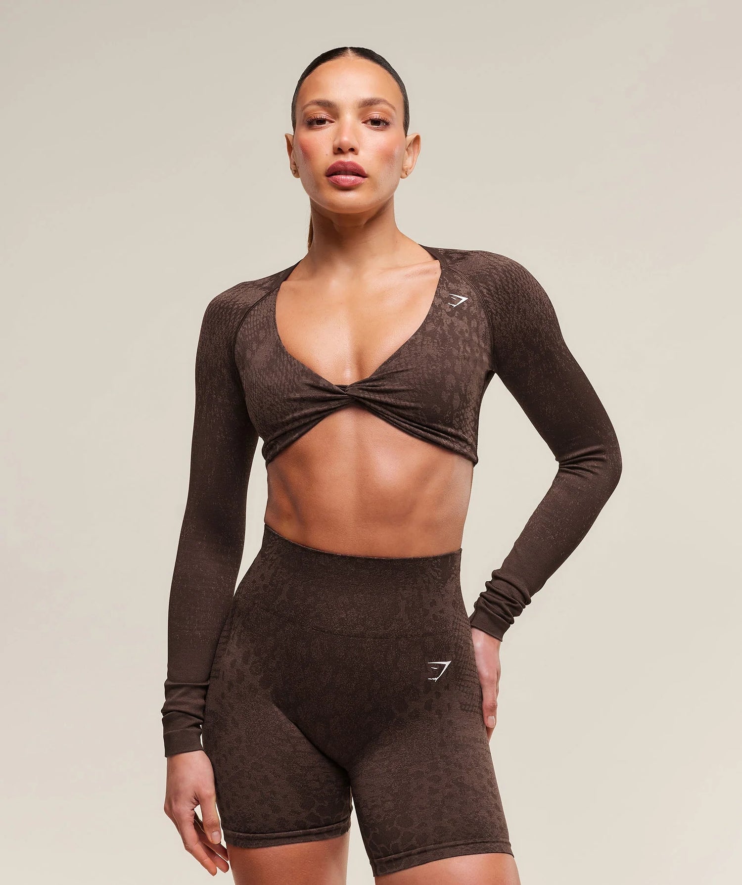 Adapt X Whitney Animal Seamless Long Sleeve Top - Archive Brown/Soft Brown