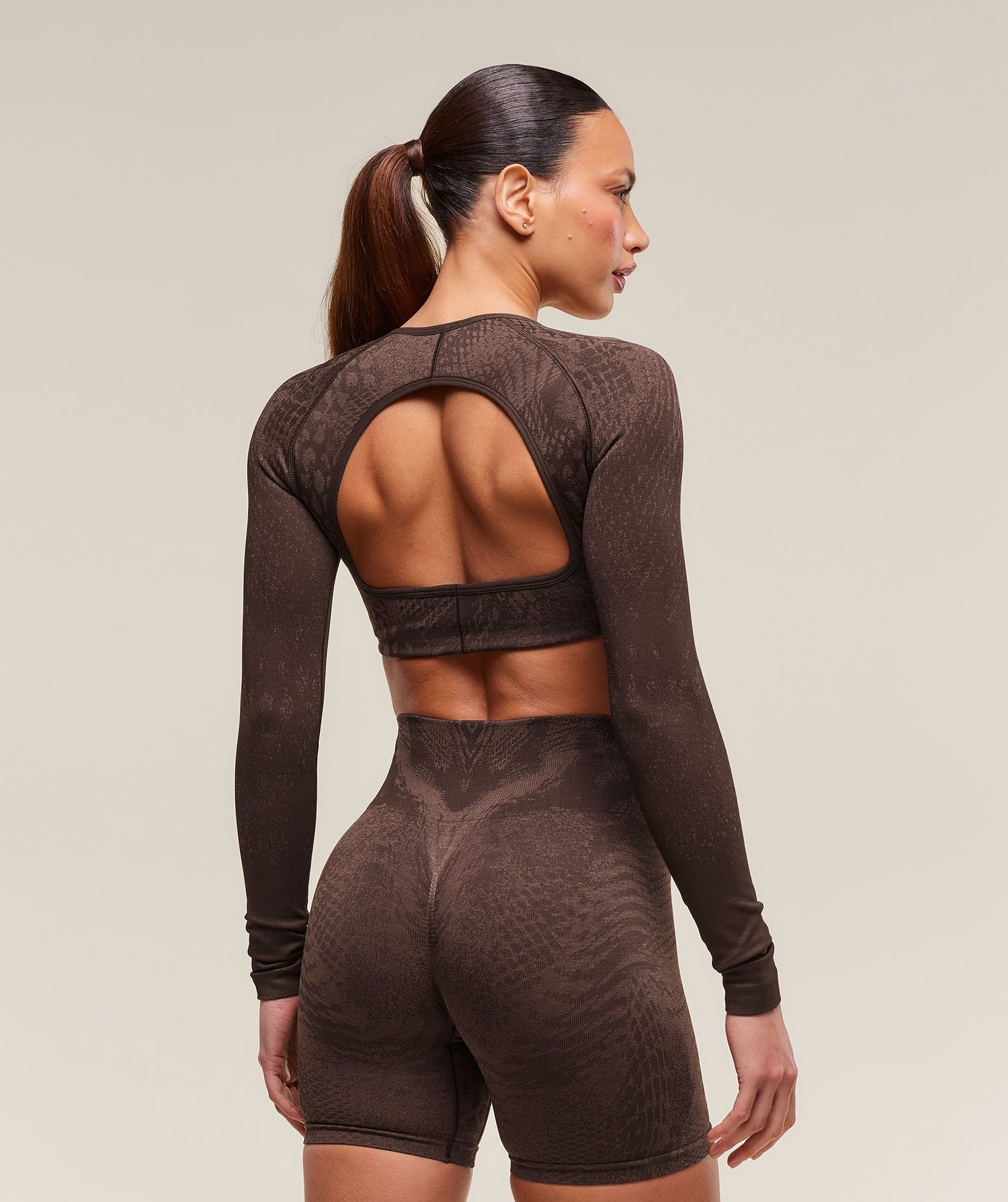 Adapt X Whitney Animal Seamless Long Sleeve Top - Archive Brown/Soft Brown