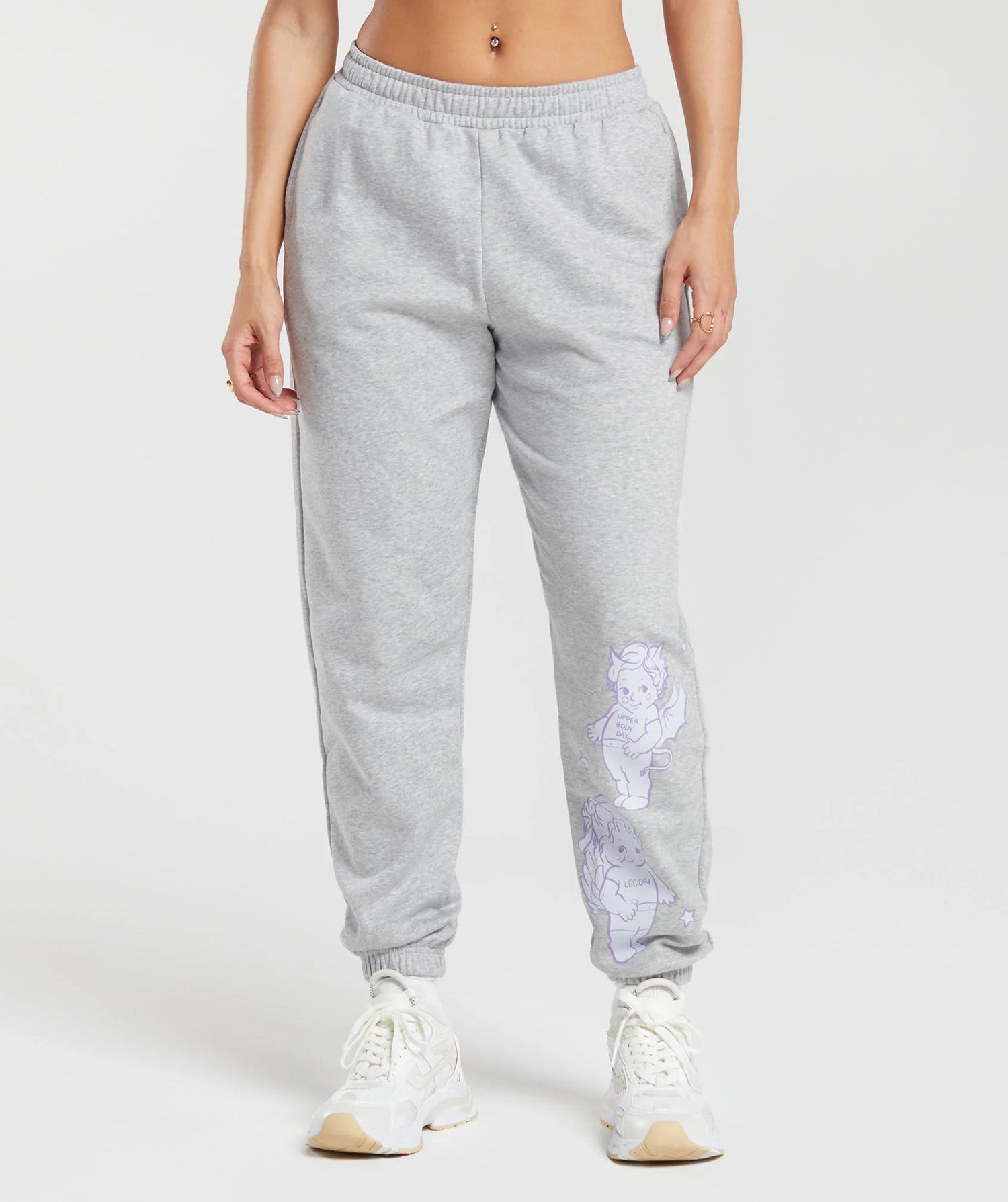 Cherub Graphic Joggers - Light Grey Core Marl