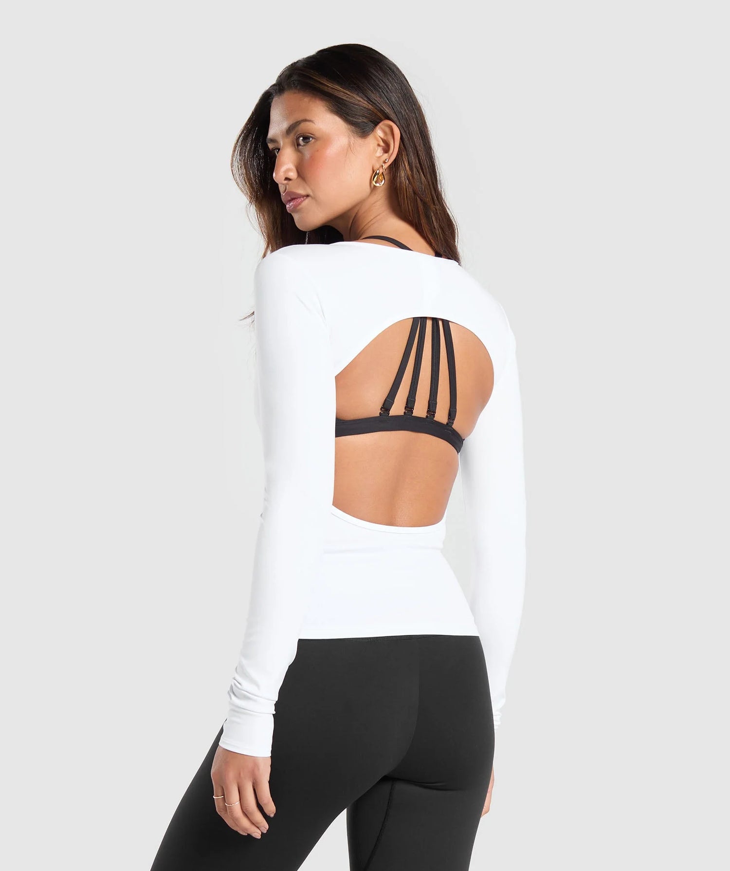 Everyday Open Back Long Sleeve Top - White