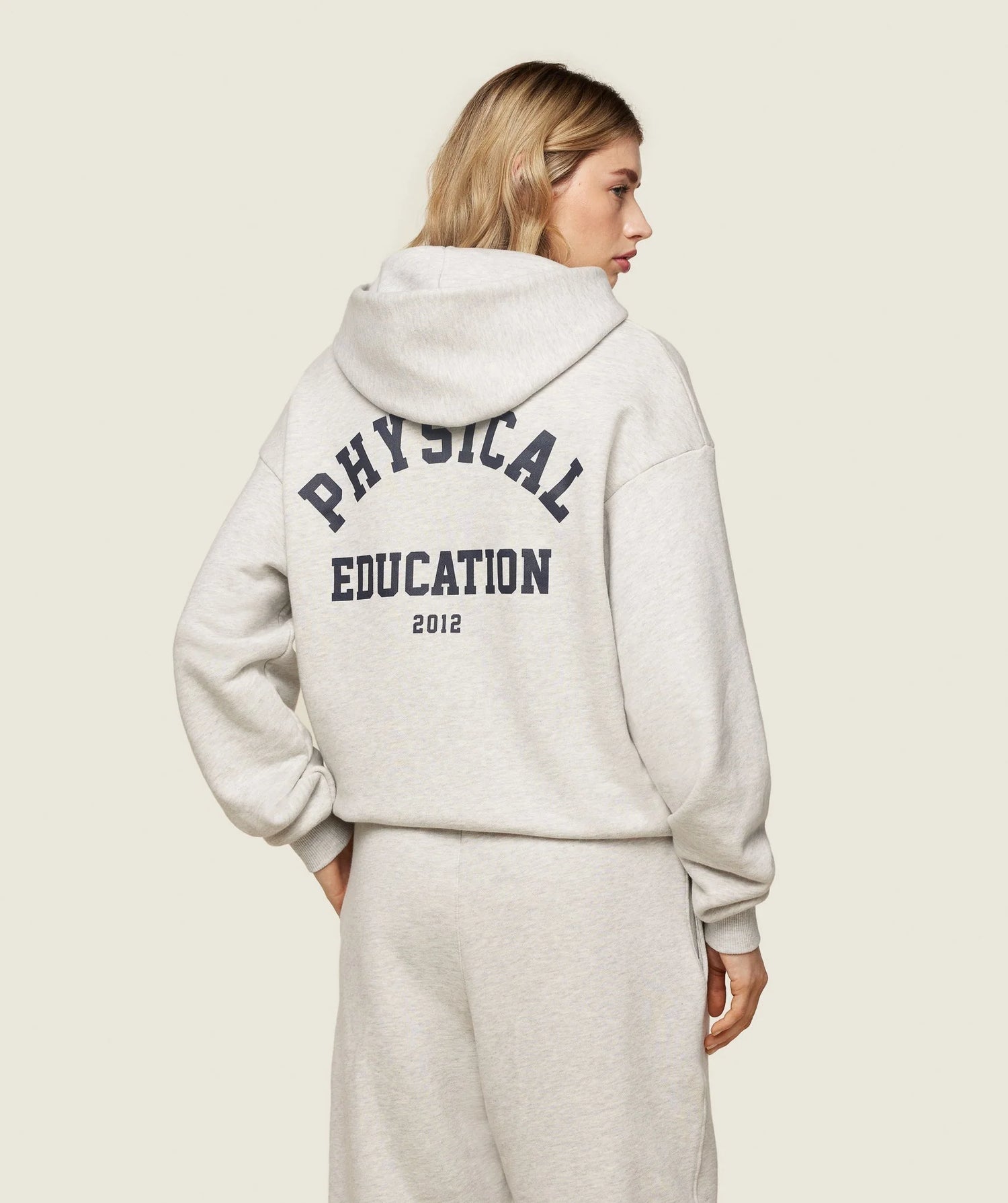 Phys Ed Logo Hoodie - Light Grey Marl