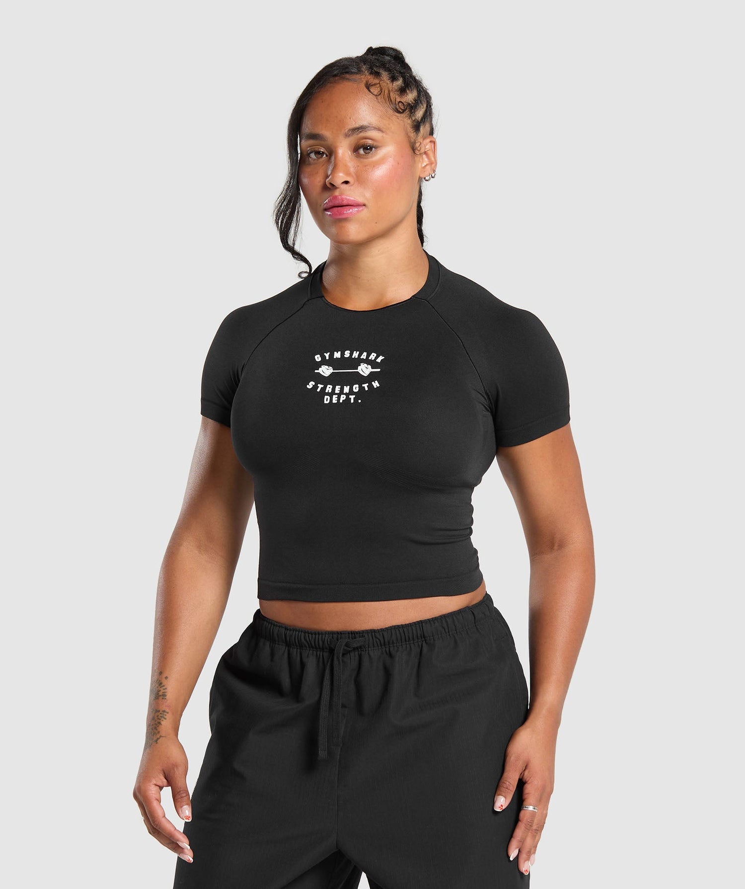 Barbell Hearts Seamless Baby Tee - Black