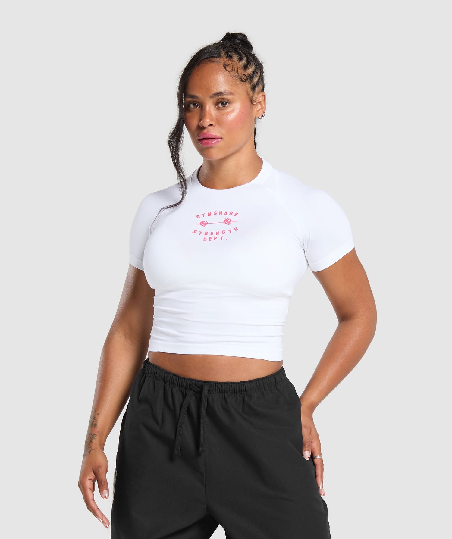Barbell Hearts Seamless Baby Tee - White