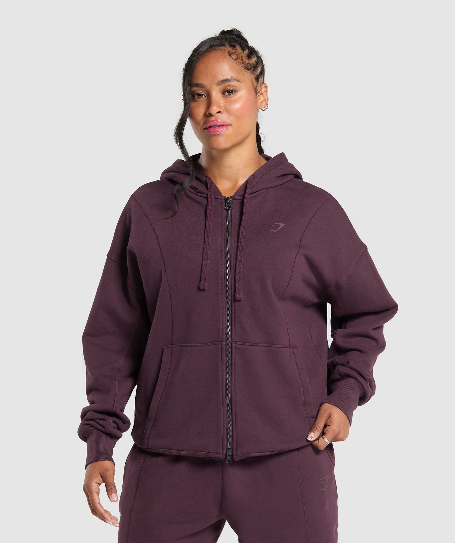 Power Oversized Zip Hoodie - Depth Purple