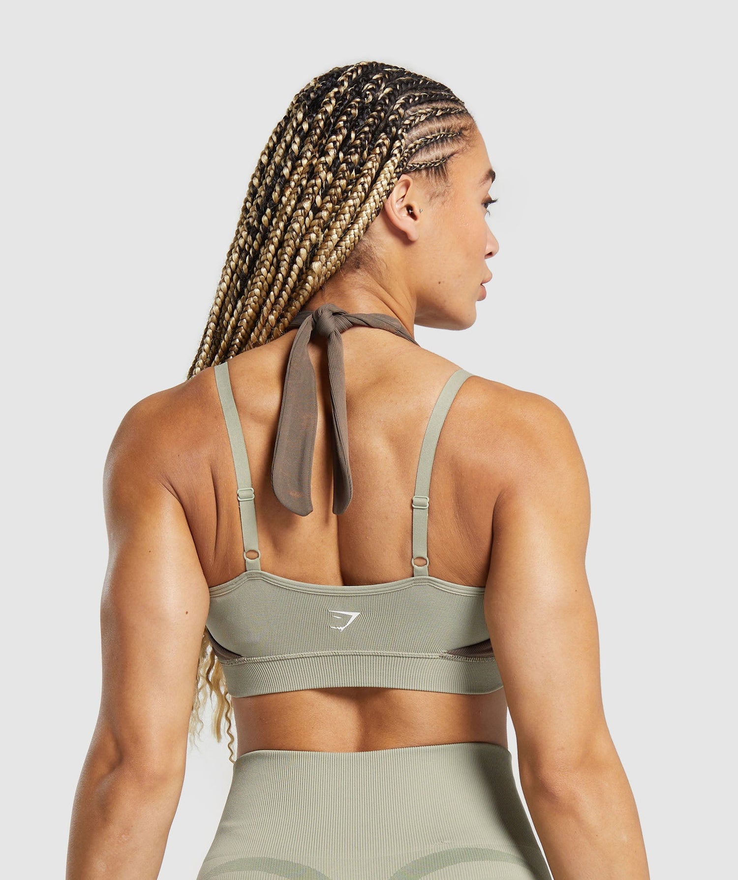 Gains Seamless Bralette - Chalk Green/Camo Brown