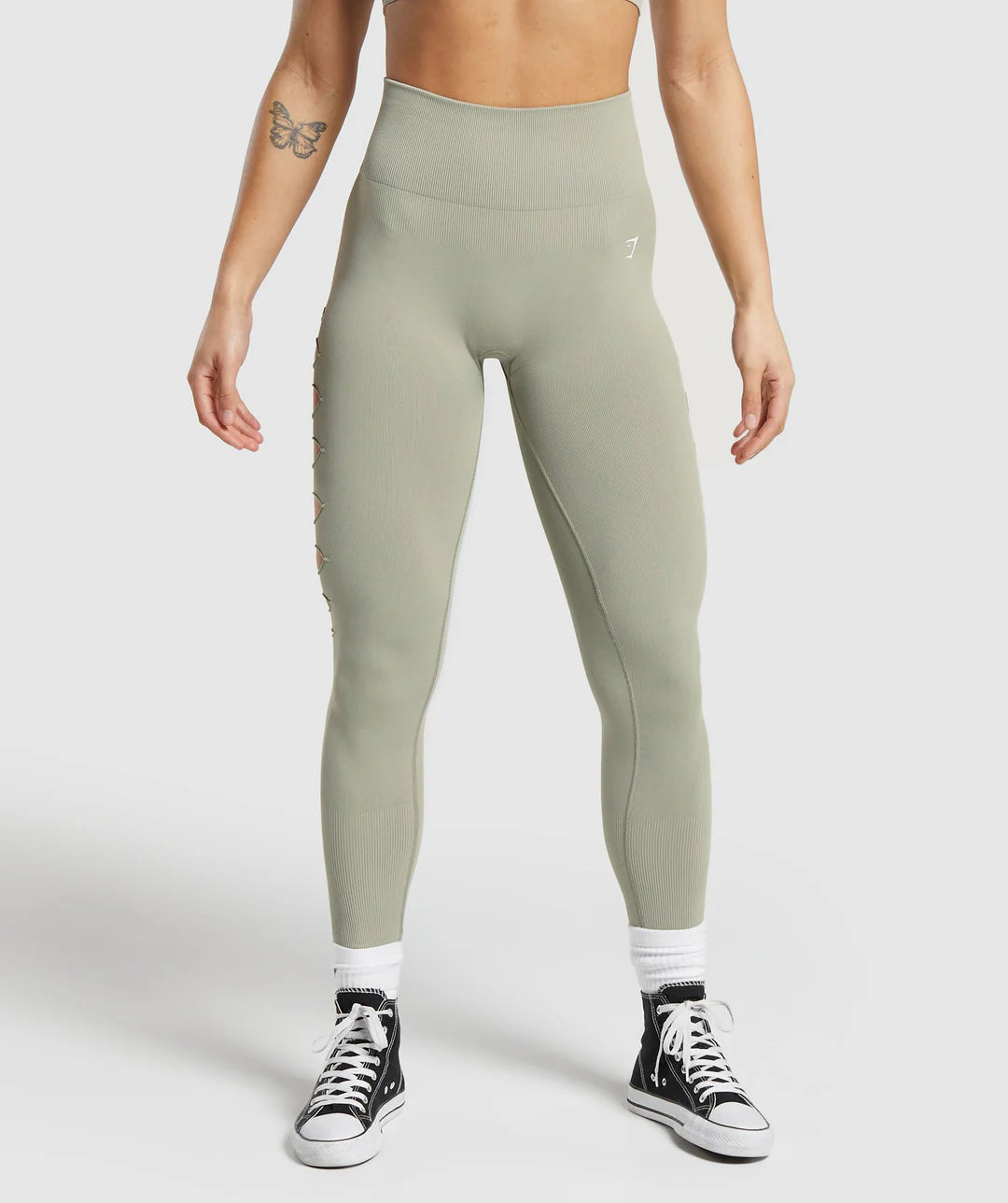 Gains Seamless Ripped Leggings - Chalk Green