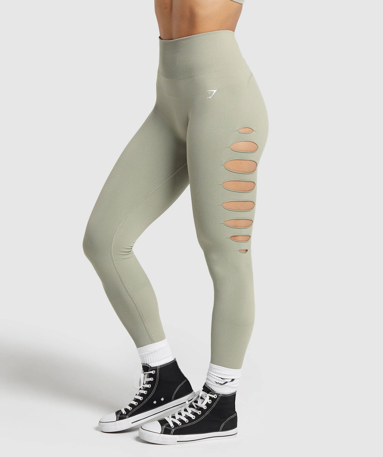 Gains Seamless Ripped Leggings - Chalk Green