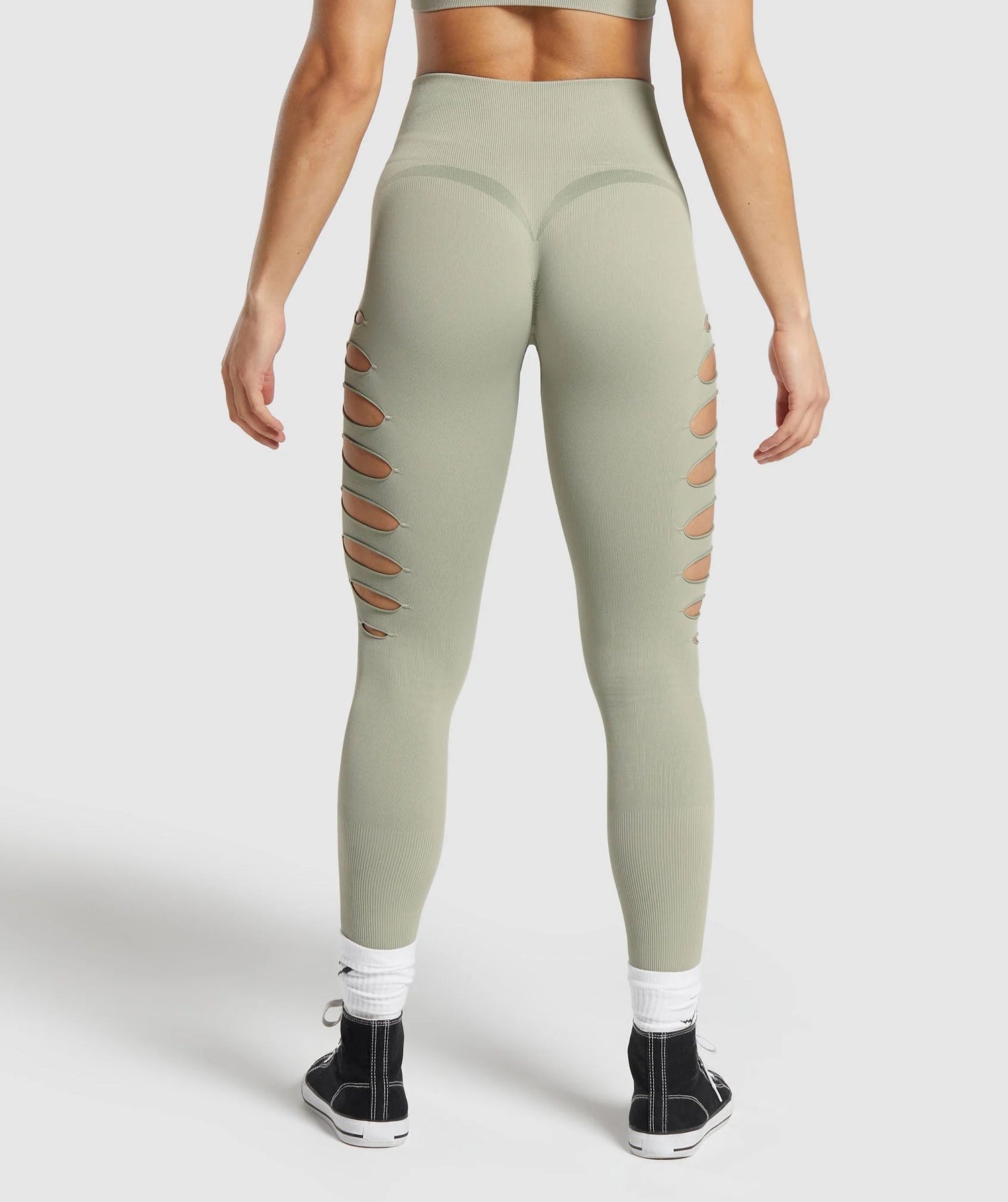 Gains Seamless Ripped Leggings - Chalk Green