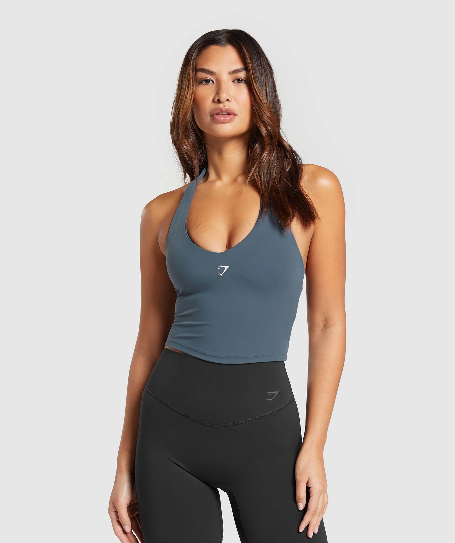 Halter Neck Cami With Shelf  - Blue