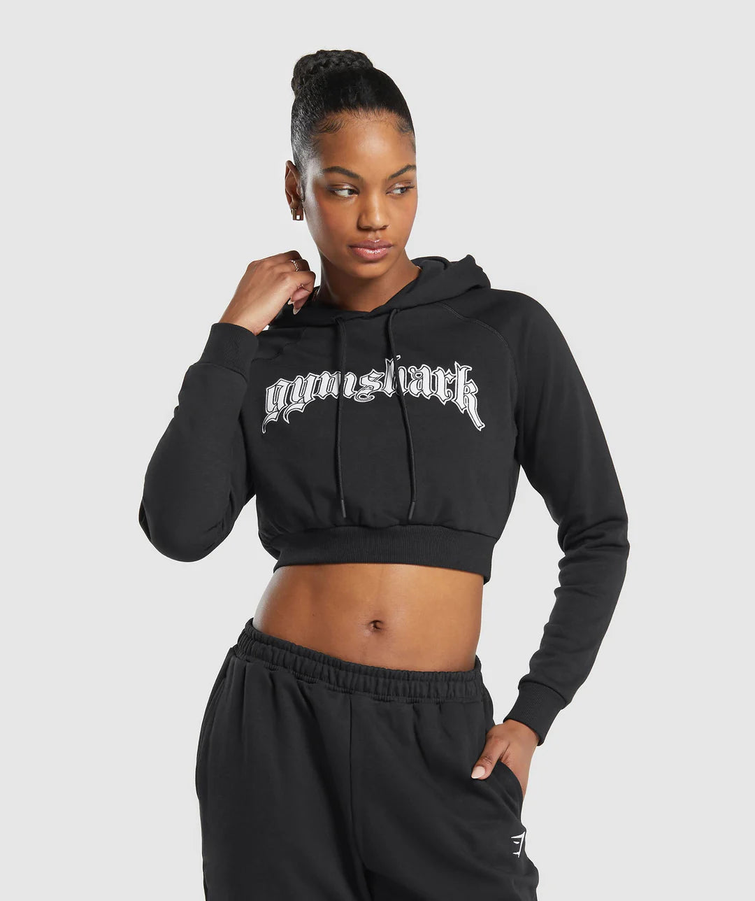 Heavy Flex Cropped Hoodie - Black