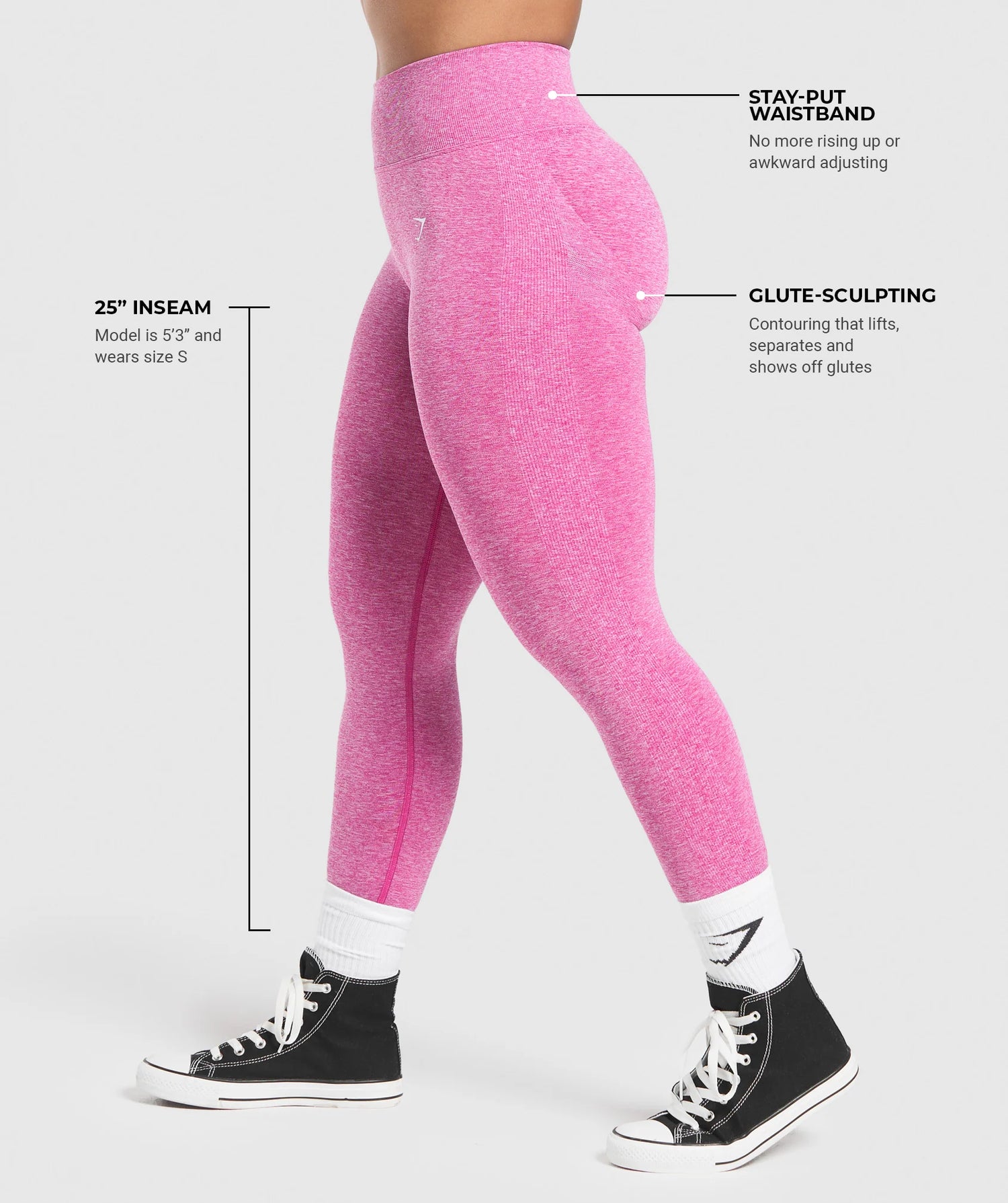 Lift Seamless Leggings - Winning Pink/White Marl