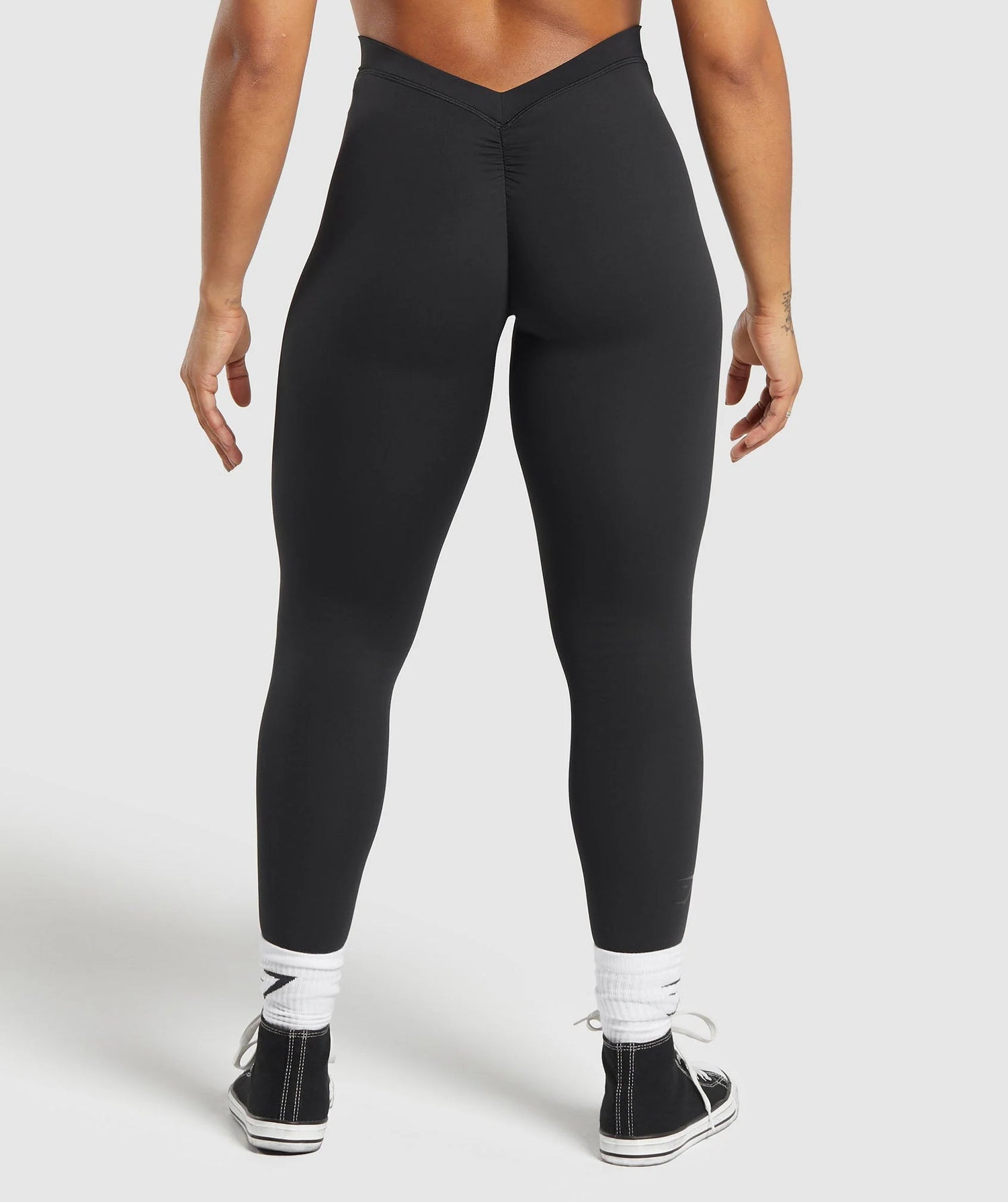 Lifting Dipped Waistband Leggings - Black