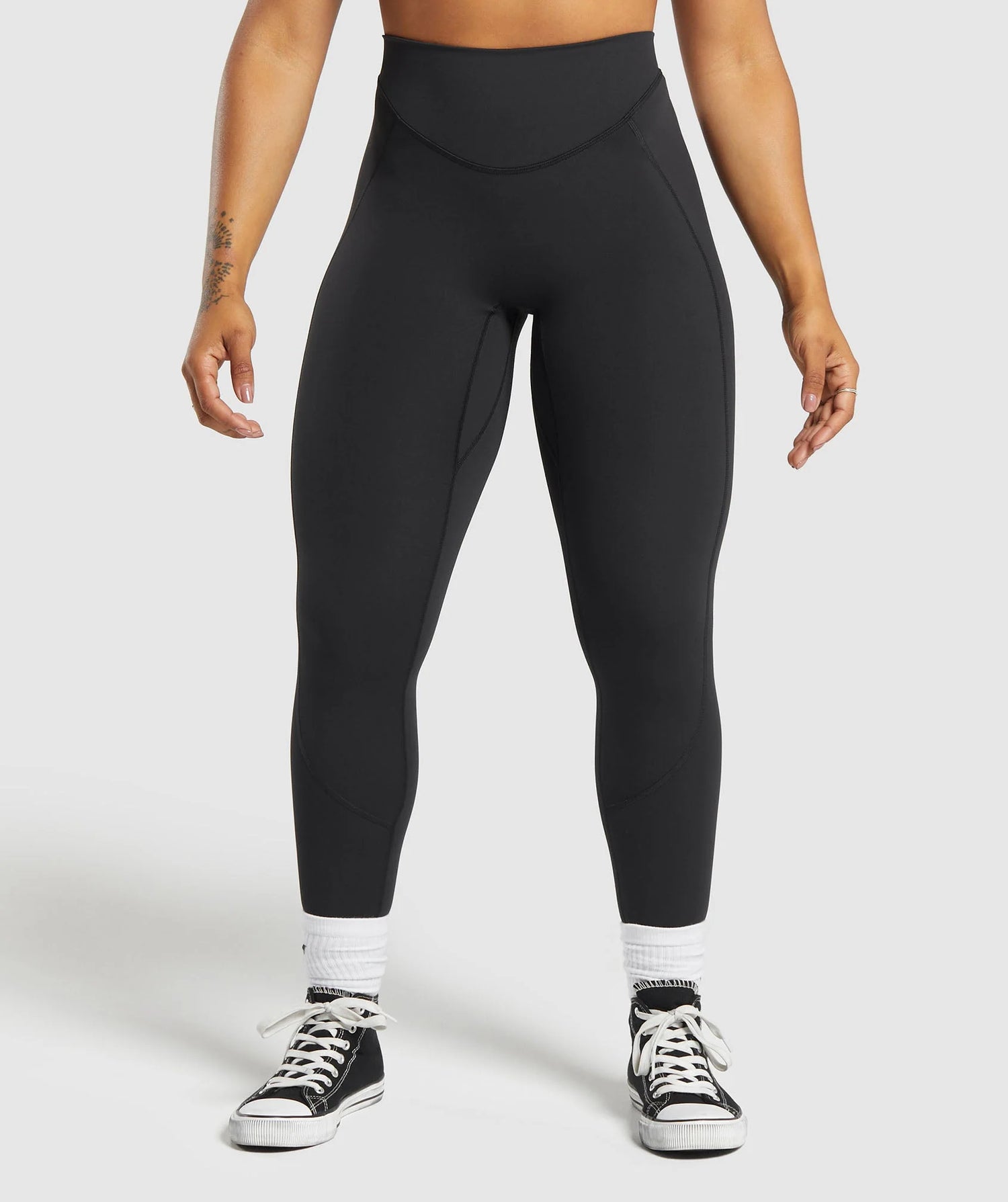 Lifting Dipped Waistband Leggings - Black