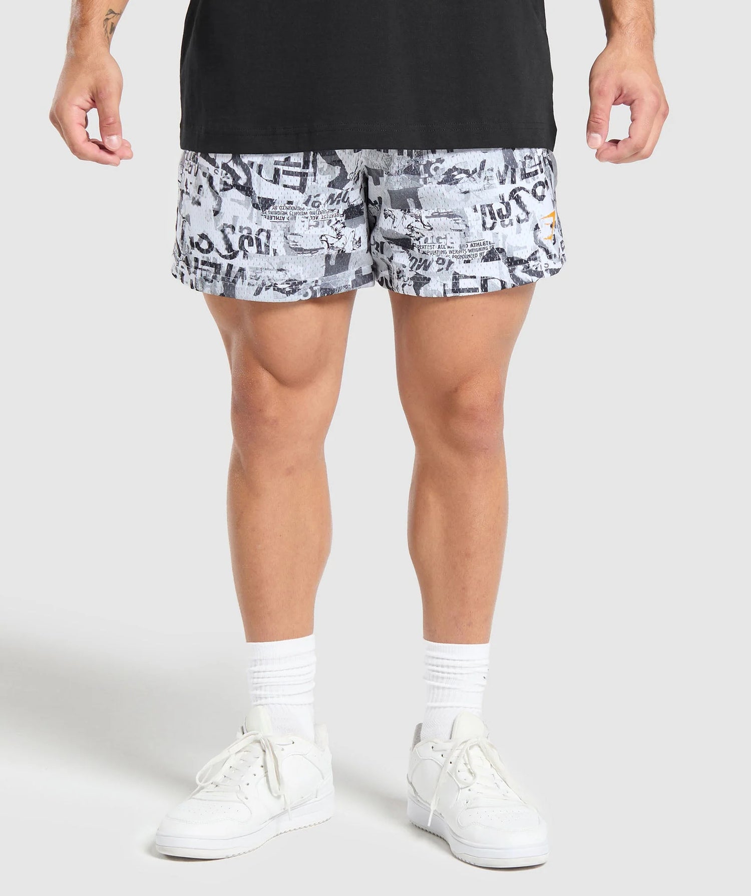 Printed Mesh 5" Shorts - White