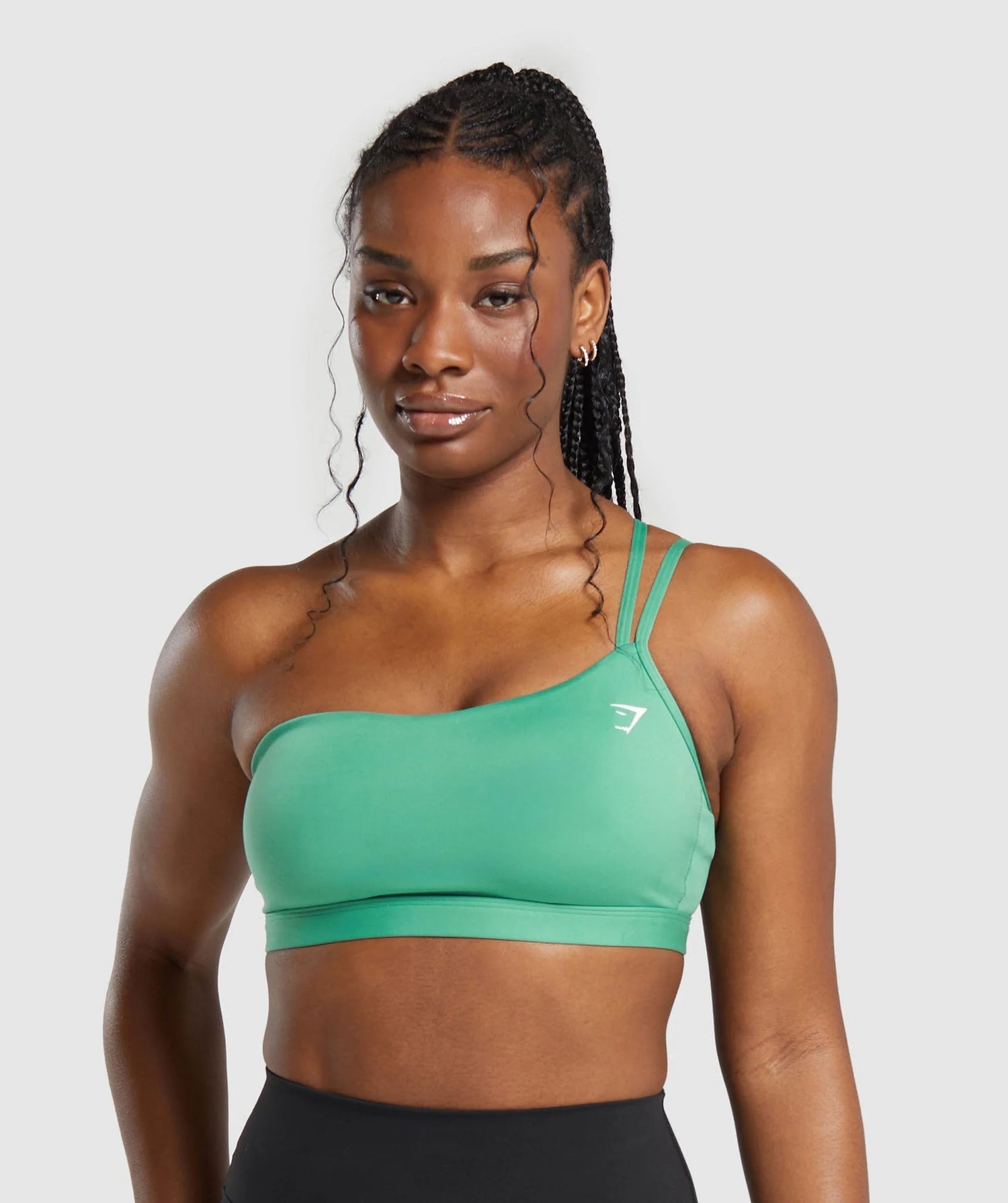 One Shoulder Sports Bra - Lagoon Green