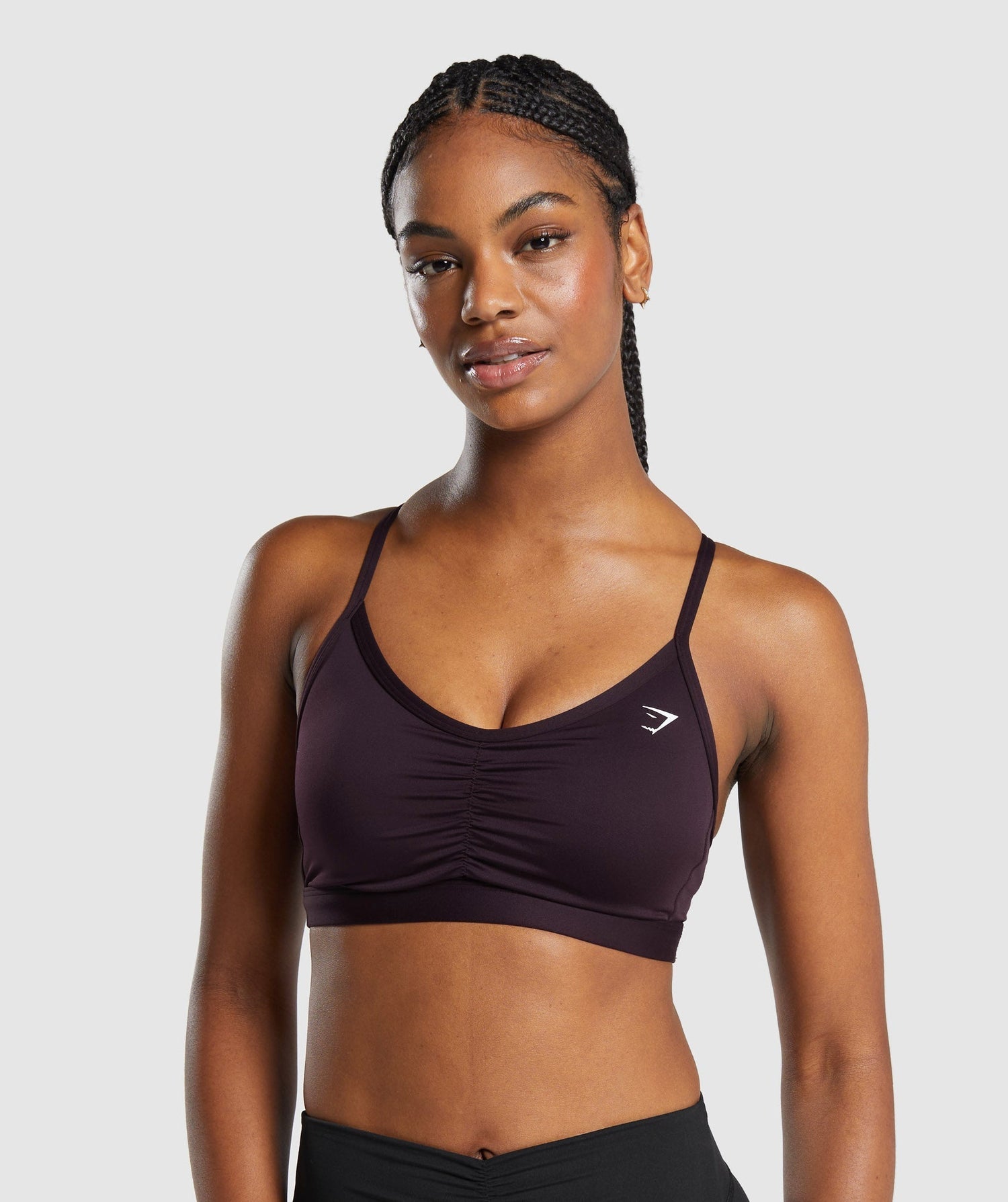 Ruched Sports Bra - Plum Brown