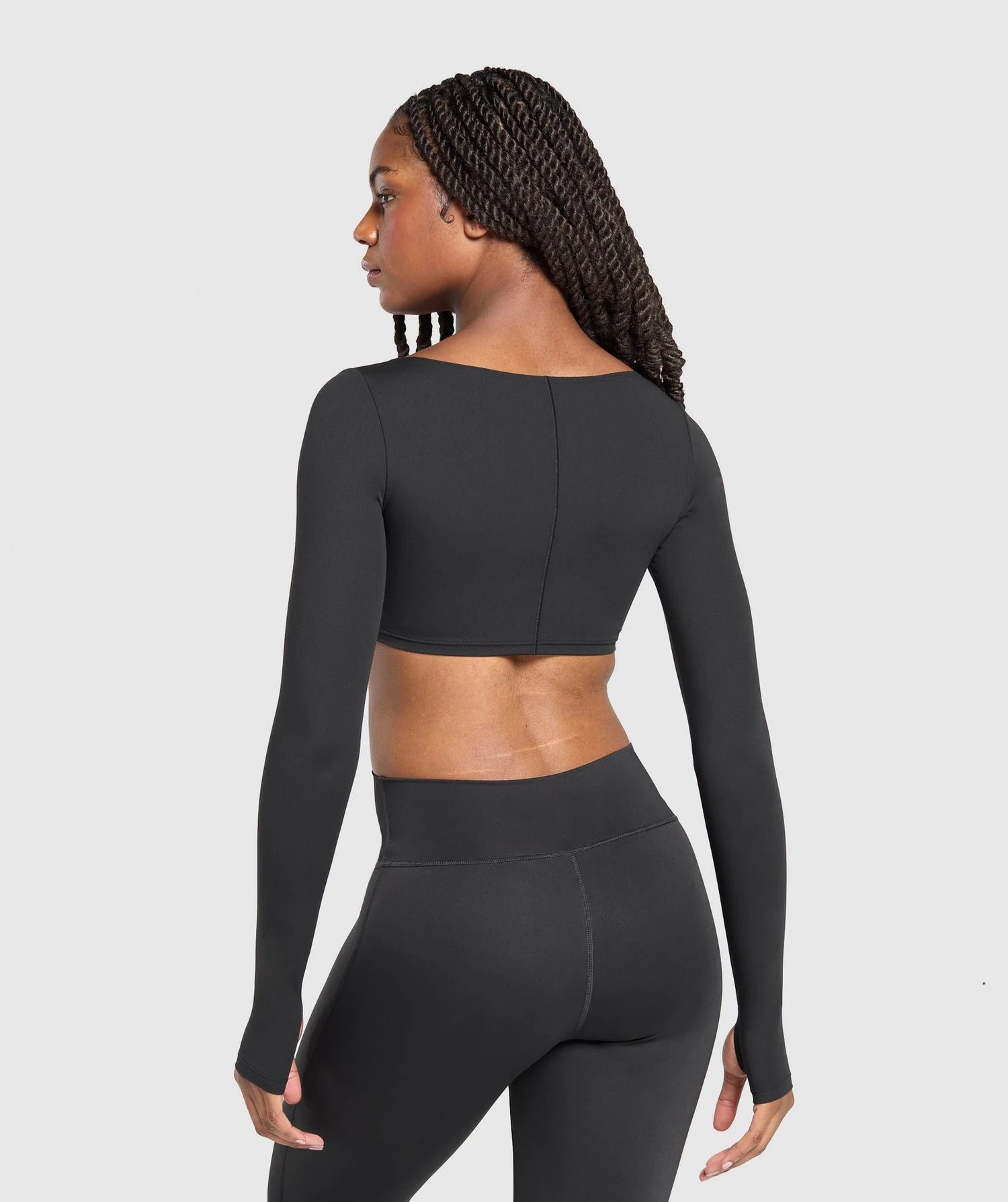 Ruched Long Sleeve Top - Black