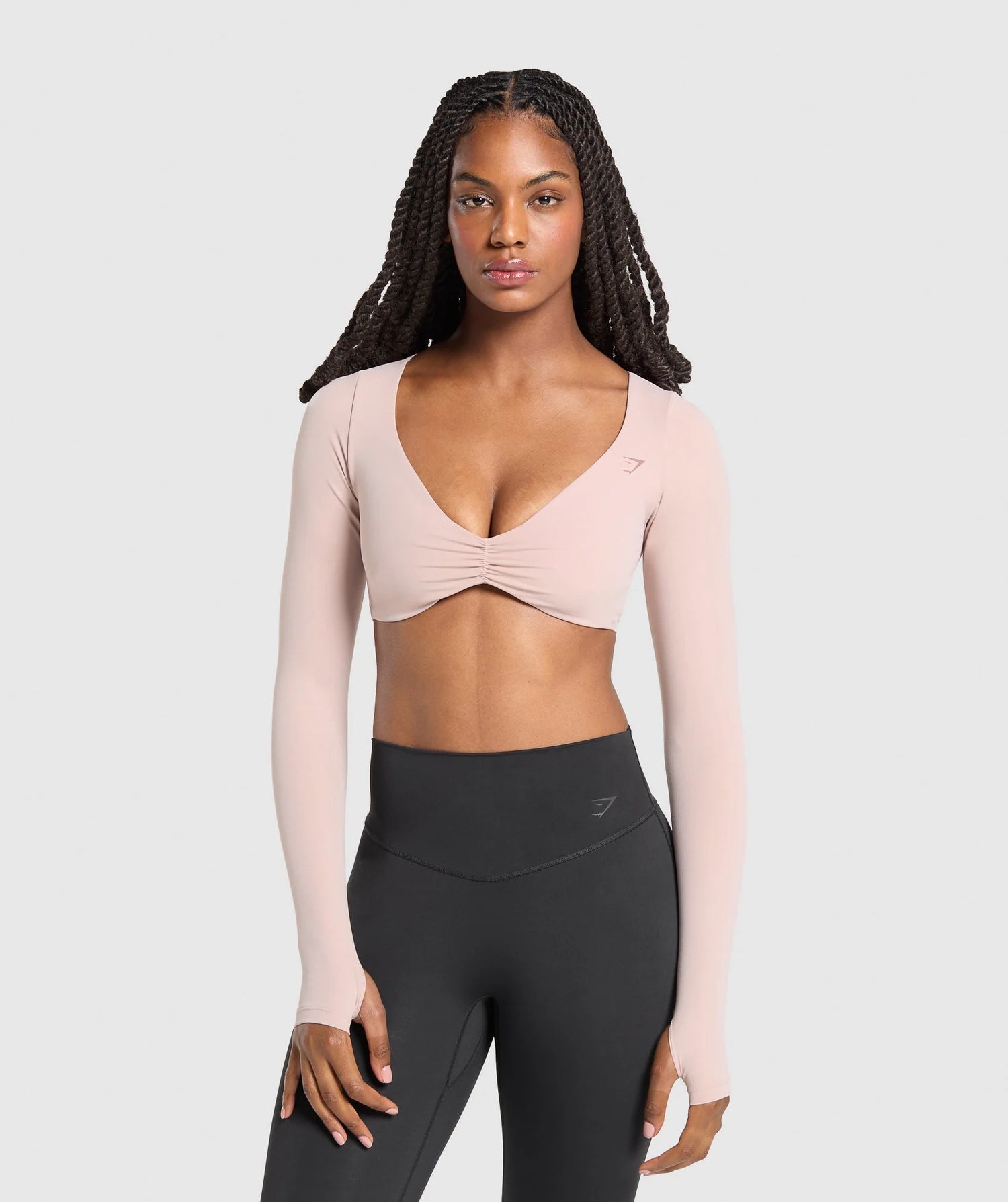 Ruched Long Sleeve Top - Muted Pink