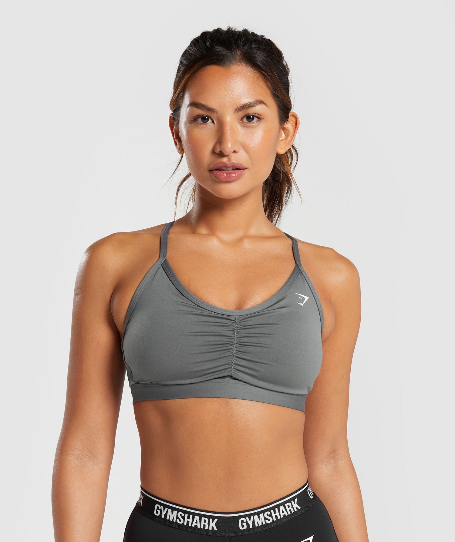 Ruched Sports Bra - Brushed Grey