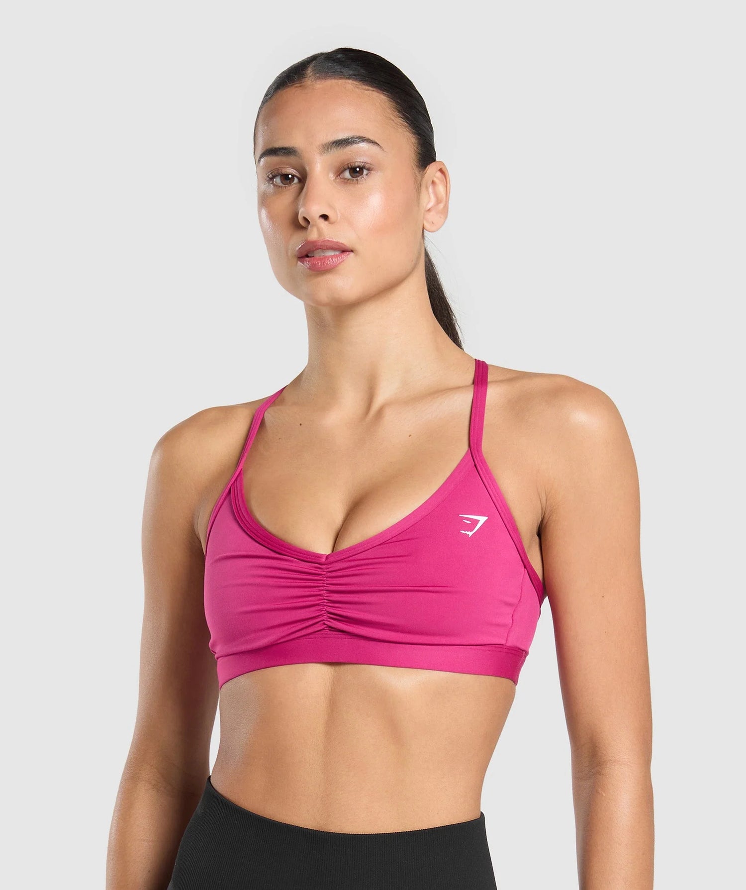 Ruched Strappy Sports Bra - Winning Pink