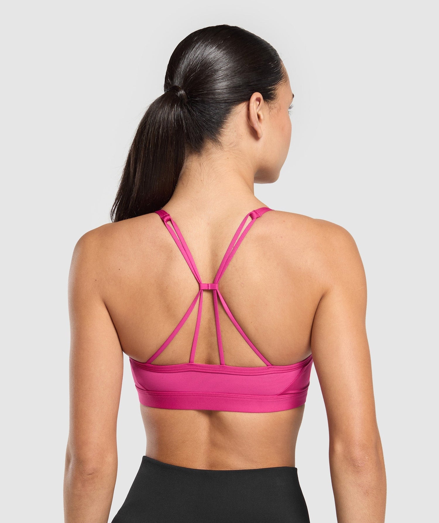 Ruched Strappy Sports Bra - Winning Pink