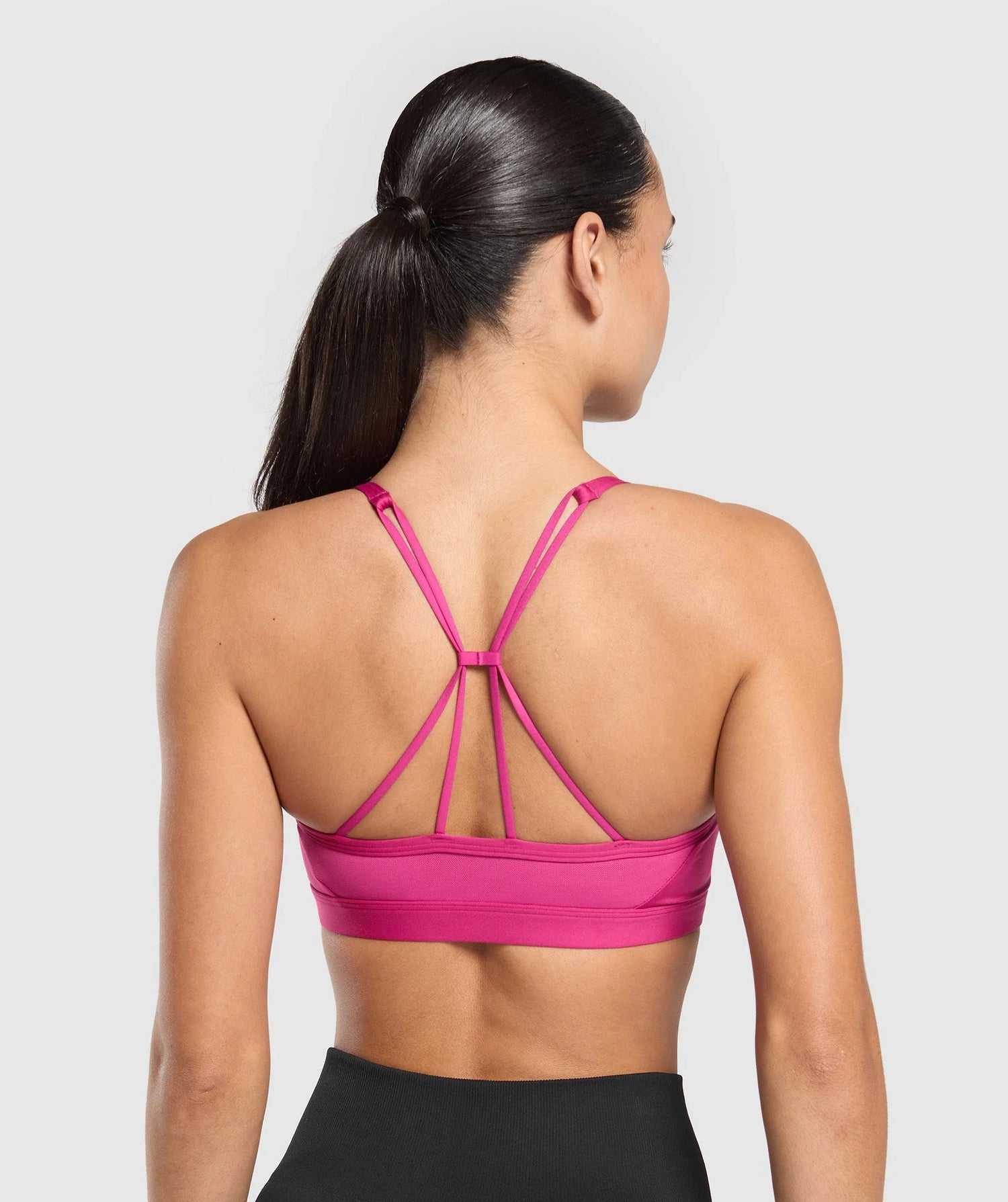 Ruched Strappy Sports Bra - Winning Pink