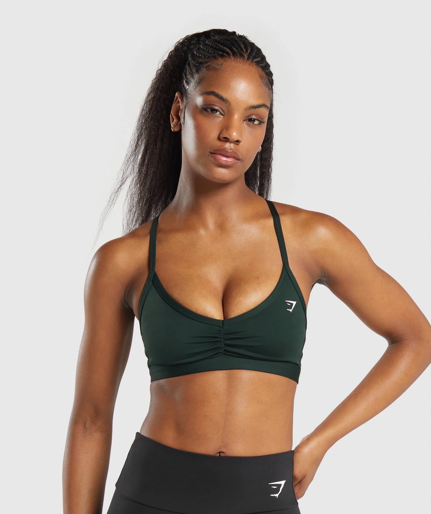 Ruched Strappy Sports Bra - Victory Green