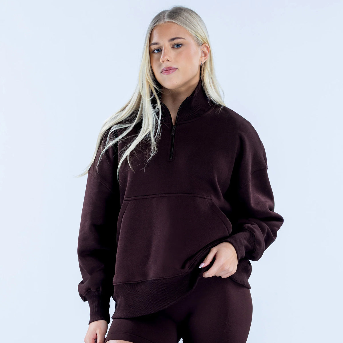 Signature Quarter Zip Sweatshirt - Espresso