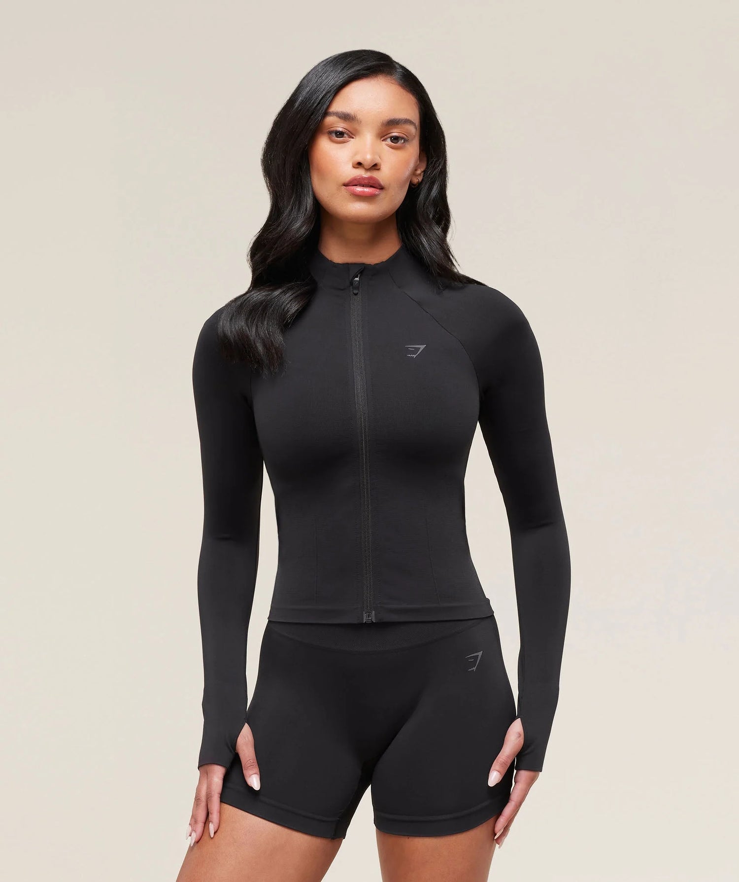 Soft Sculpt Zip Up Jacket - Black