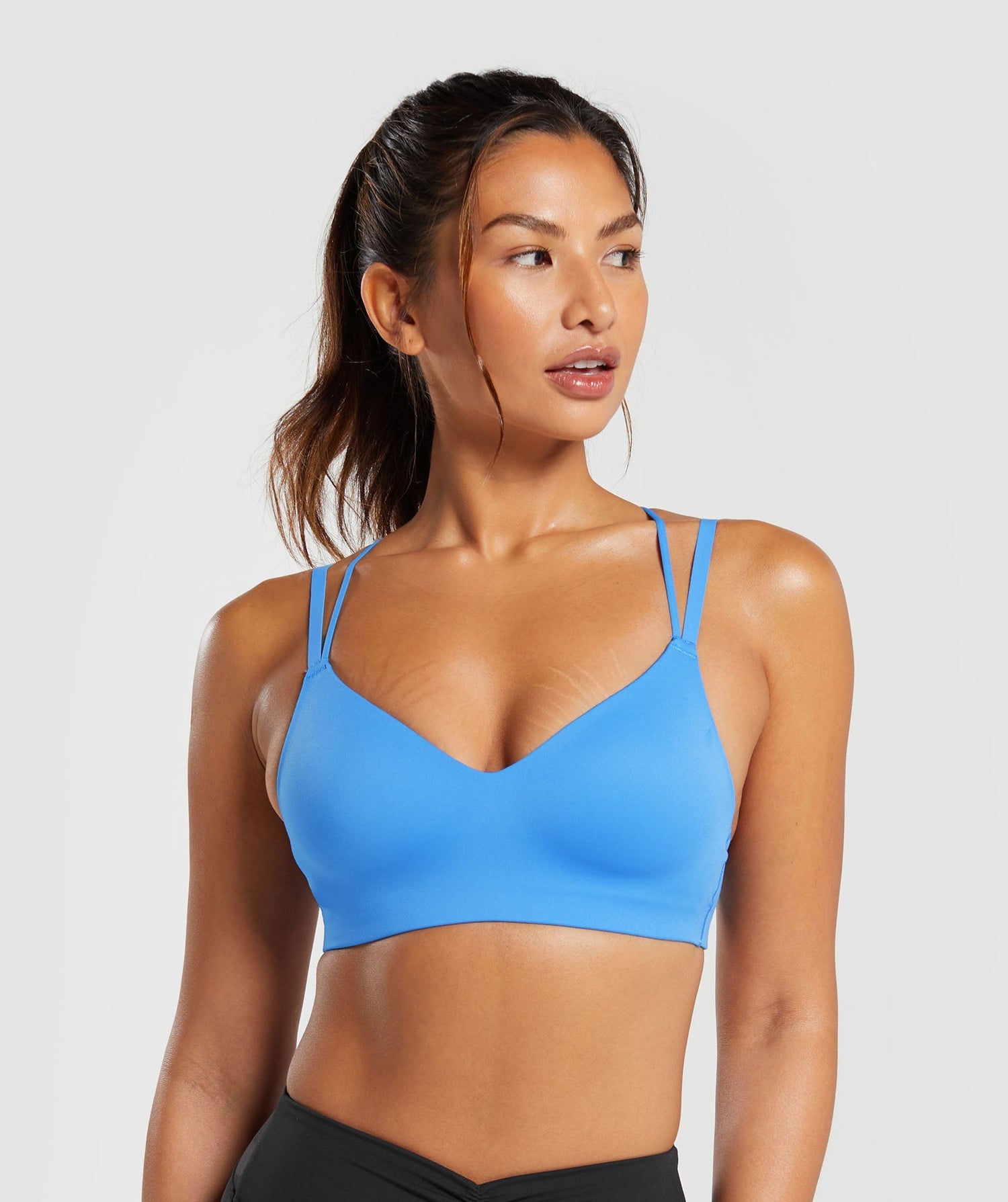 Strappy Back Light Support Sports Bra - Iris Blue