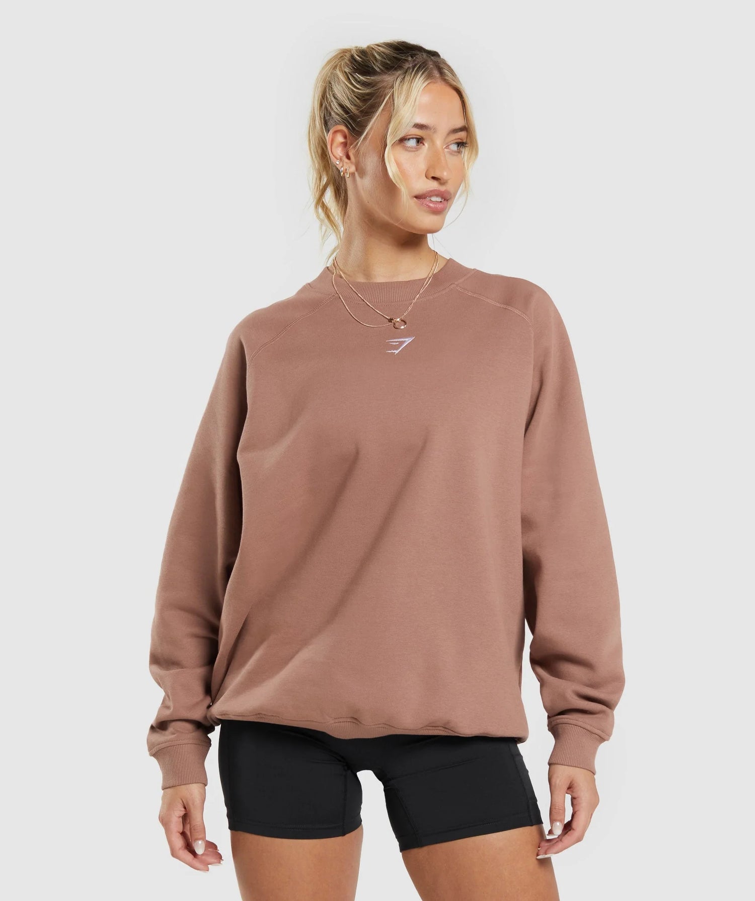 Training Oversized Fleece Sweatshirt - Taupe Brown