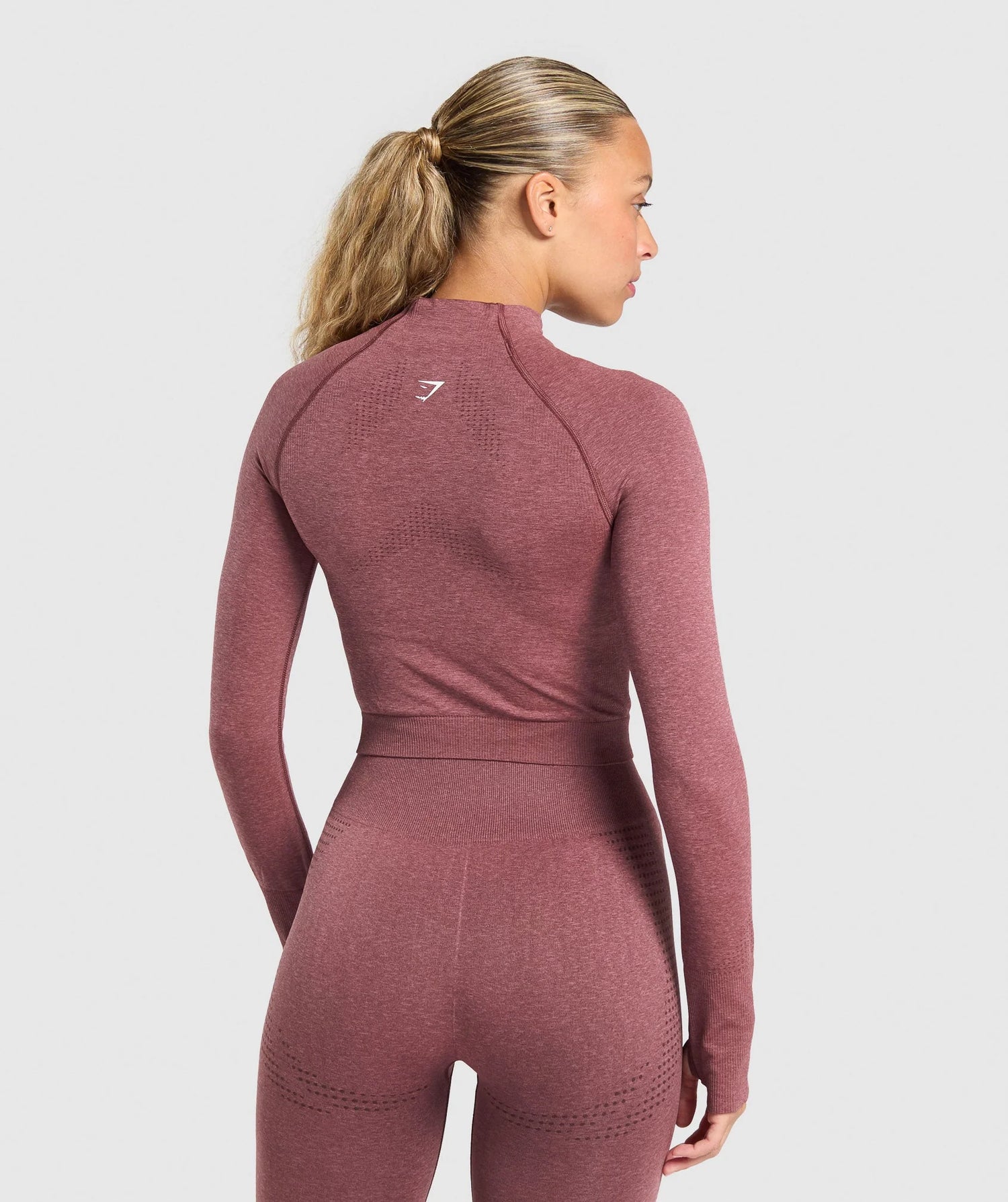 Vital Seamless Midi Zip Pullover - Burgundy Pink Marl