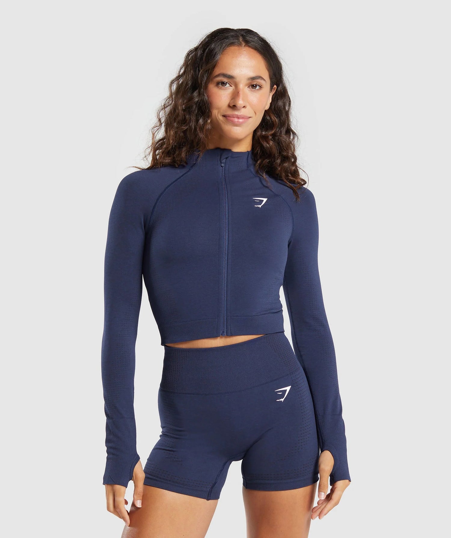 Vital Seamless Midi Zip Pullover - Heavy Blue/ Marl