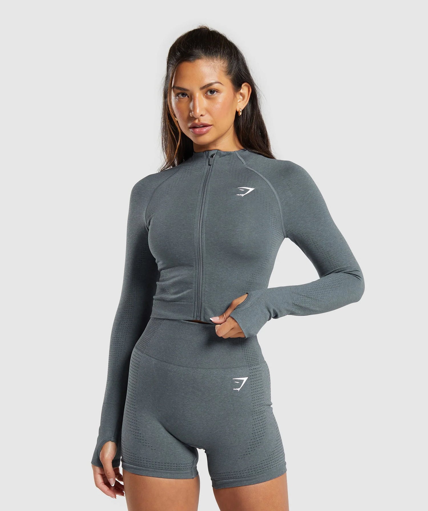 Vital Seamless Midi Zip Pullover - Strong Grey/ Marl