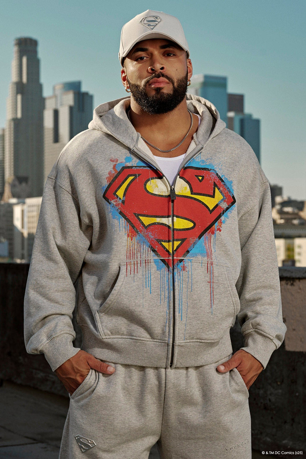 5011 - Superman Drip Zip-Ups - Heather Grey