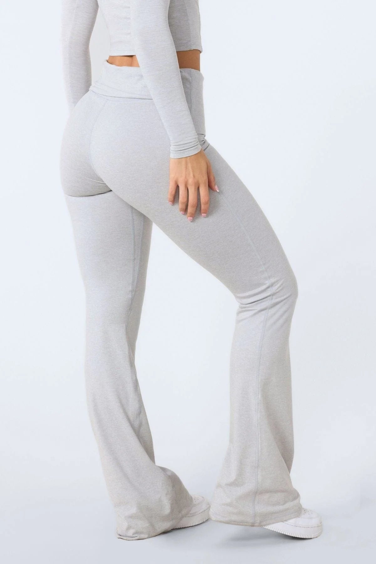 W282 Flashback Foldover Flares - Heather Grey