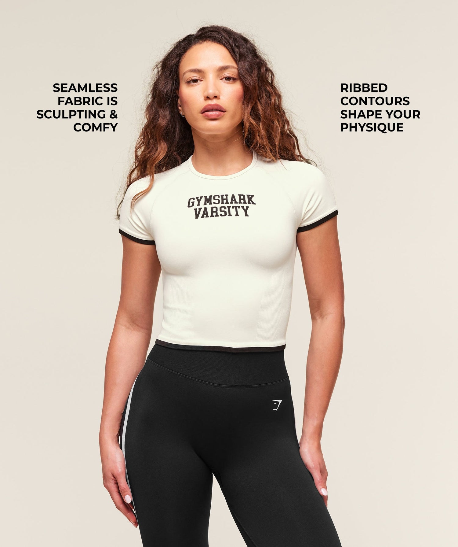 Lift Varsity Seamless Midi T-Shirt - Soft White